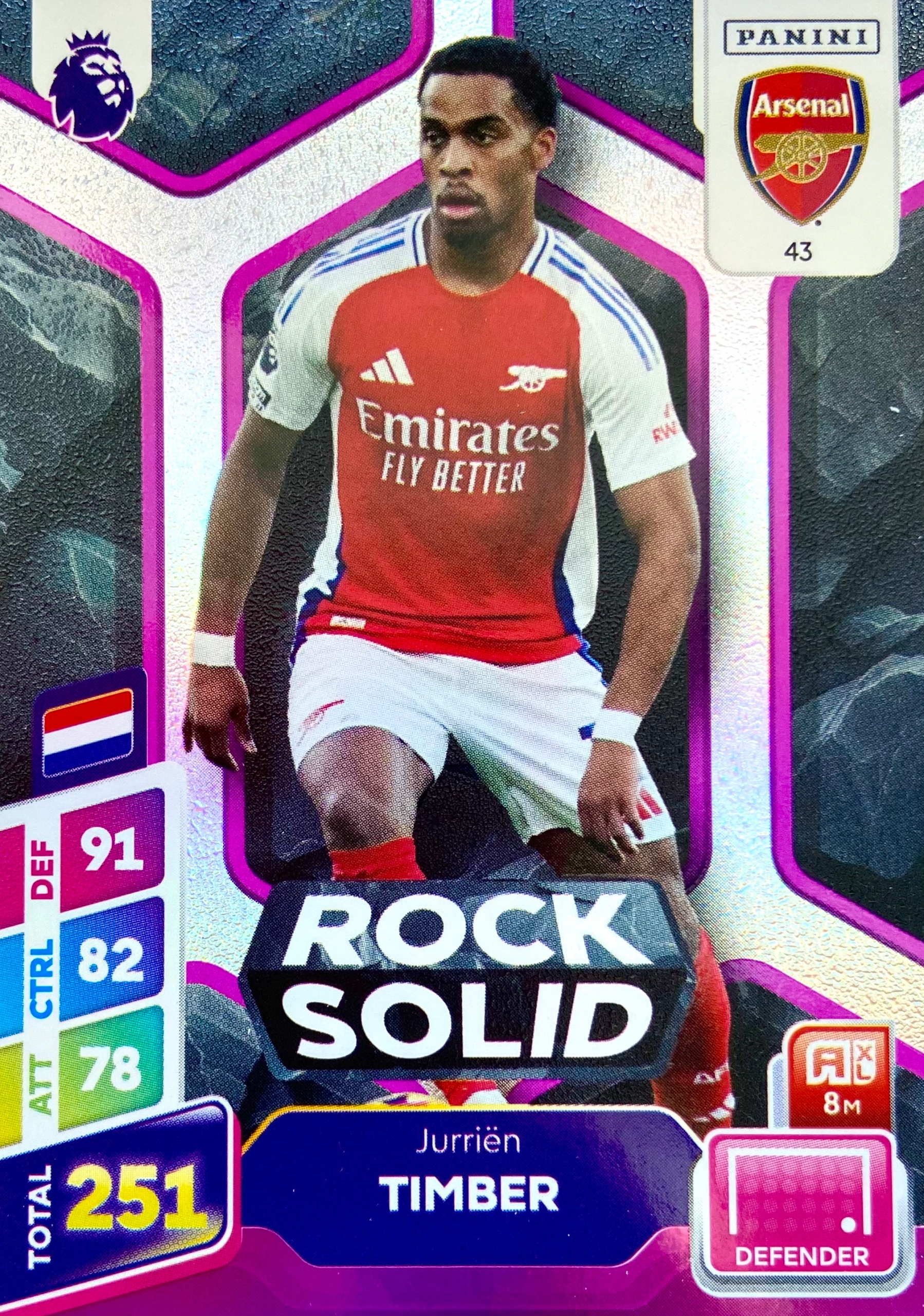 Premier League Plus 2025 Rock Solid purple 43 Jurrien Timber Arsenal Londyn