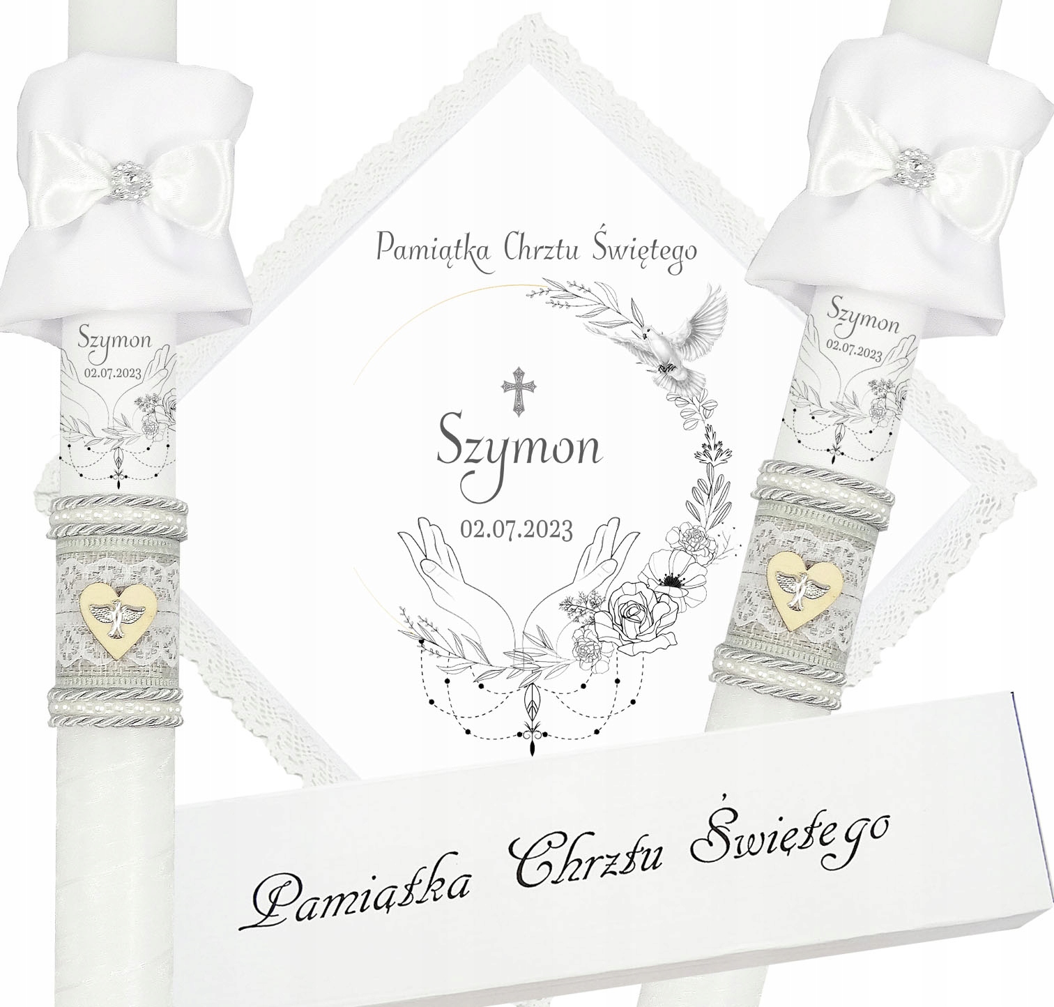 ŚWIECA NA CHRZEST SZATKA DO CHRZTU ECO PUDEŁKO