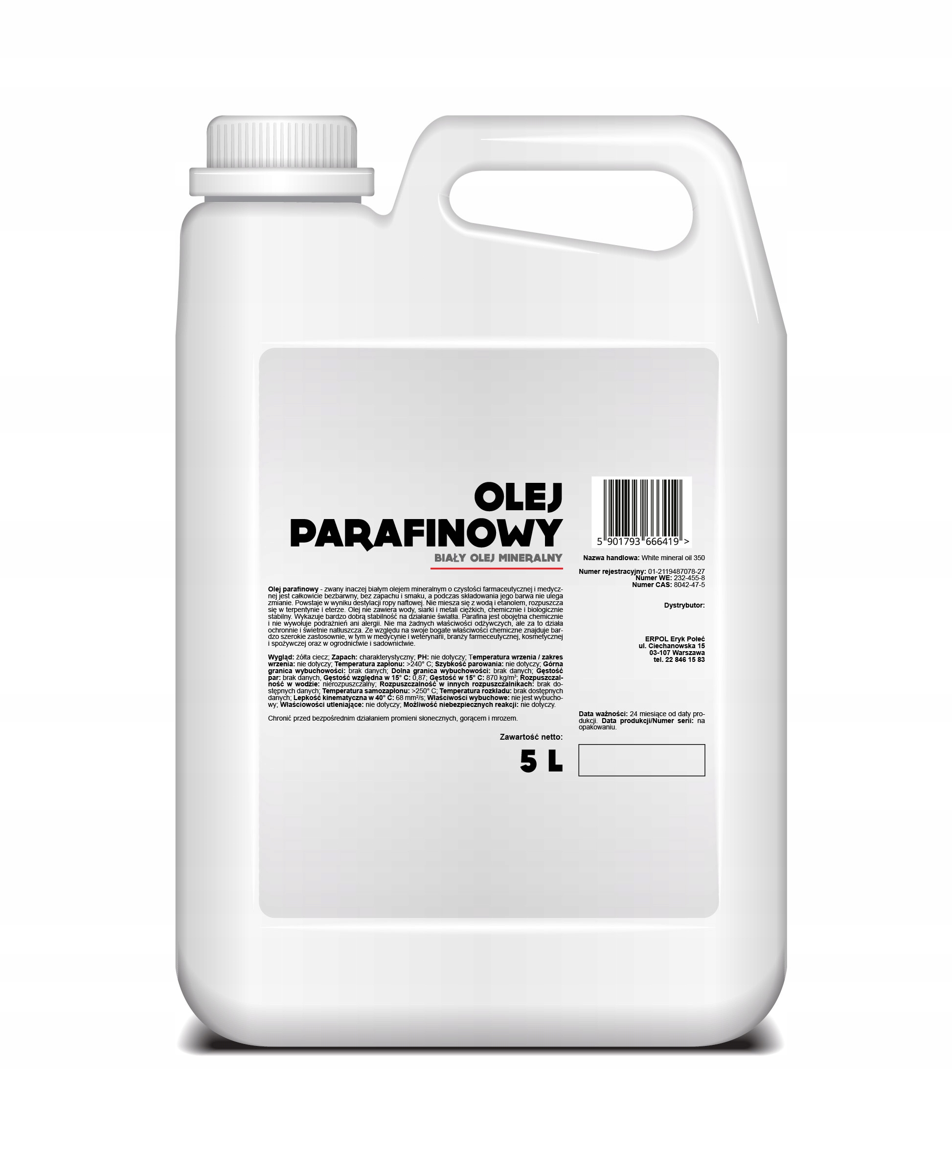 

Olej Parafinowy Farmaceutyczny Ciekła Parafina 5L
