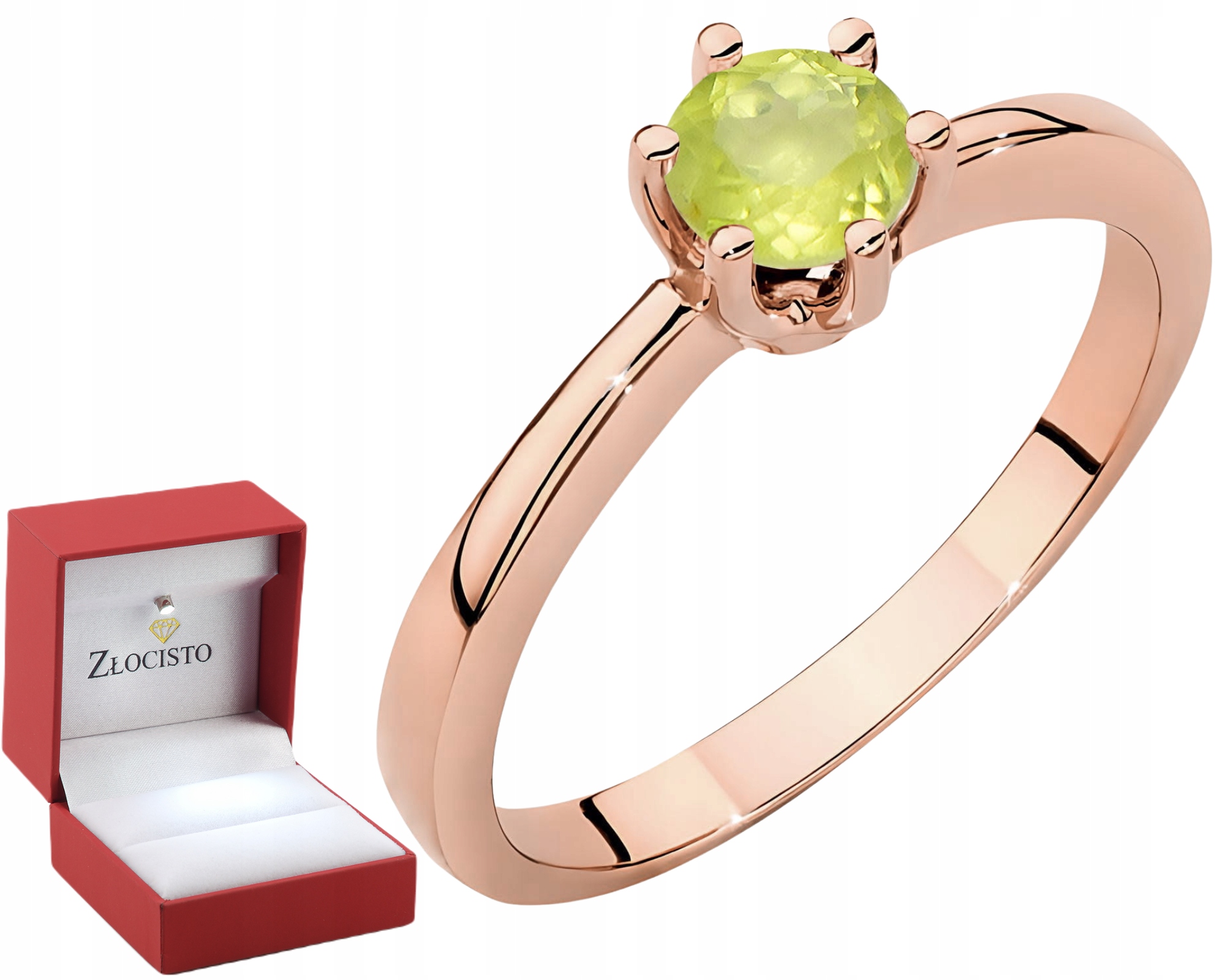 Růžové Zlato Prstýnek Přírodní Kámen Olivín V Šesti Tlapkách 585