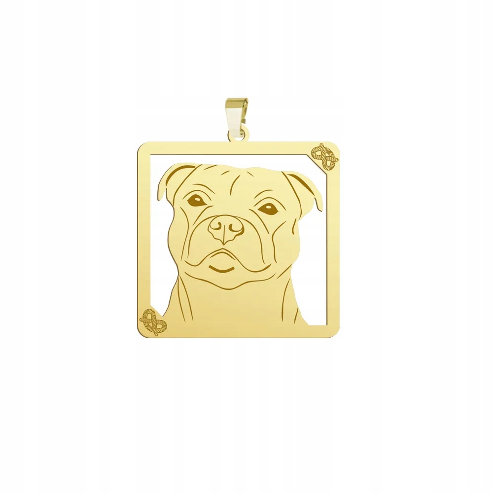 Zlatý přívěsek se psem Stafordšírský bulteriér 925 Žena Gravírování Bonus