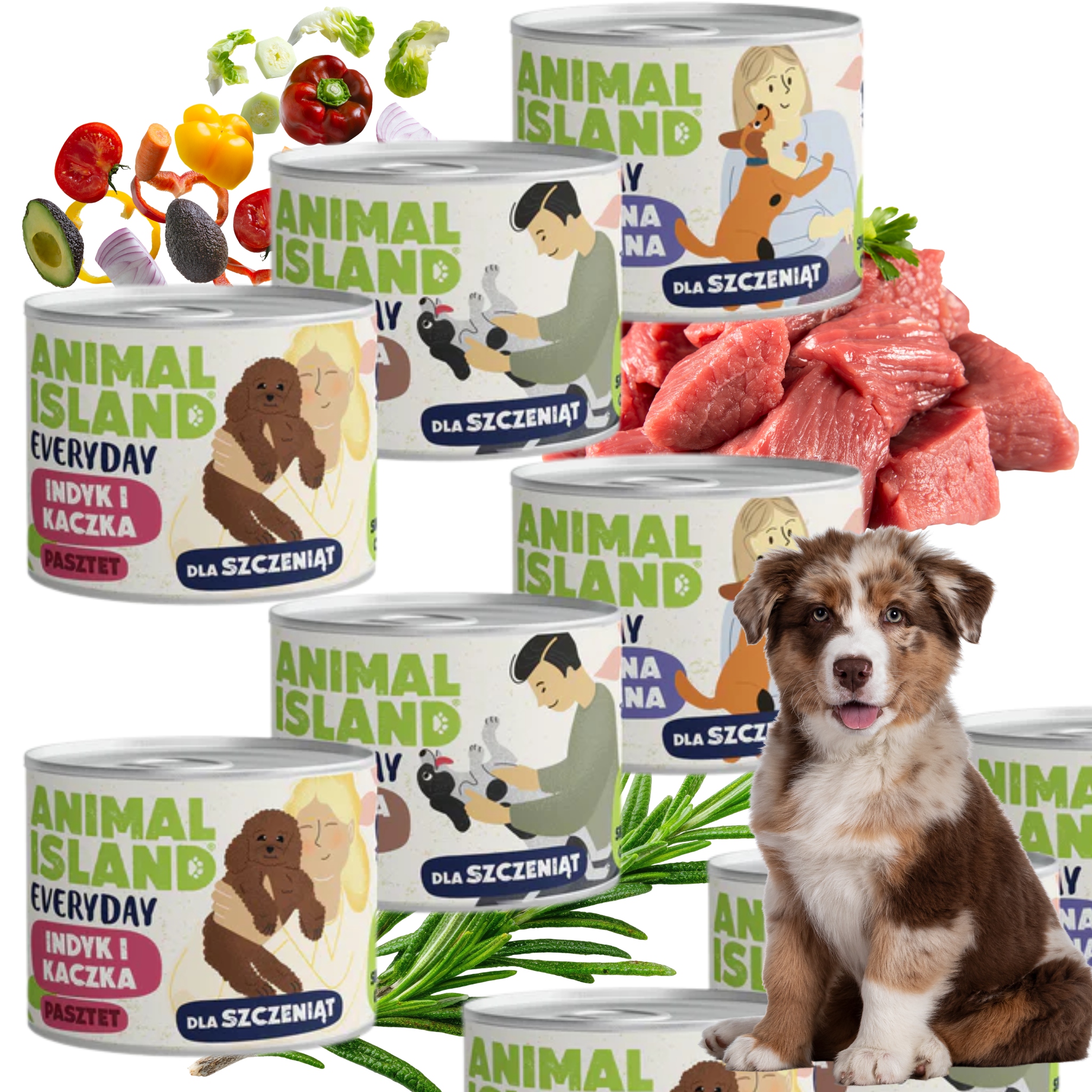 Levně Krmivo pro štěně Animal Island bez obilovin MIX Chutí Everyday 185 g x 12 g