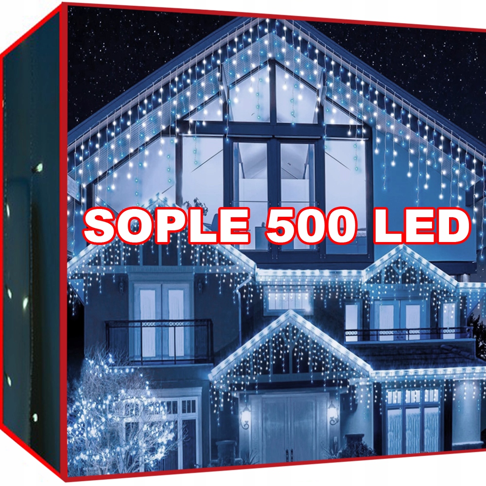 SOPLE FLASH 500 LED ZEWNĘTRZNE BIAŁE ZIMNE CHOINKOWE lampki z Flashem