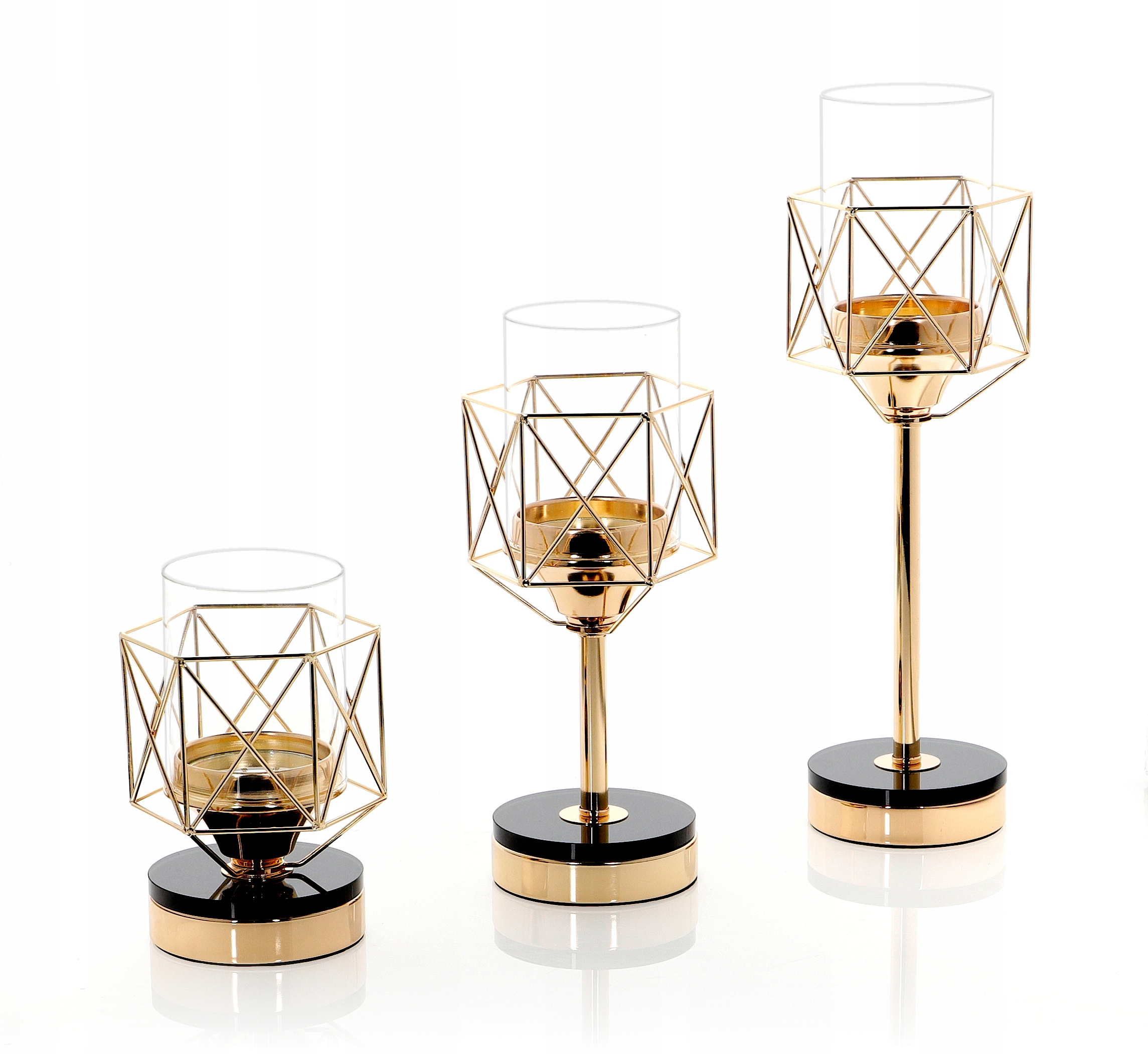 

Złoty świecznik lampion glamour Palermo 3szt XXL