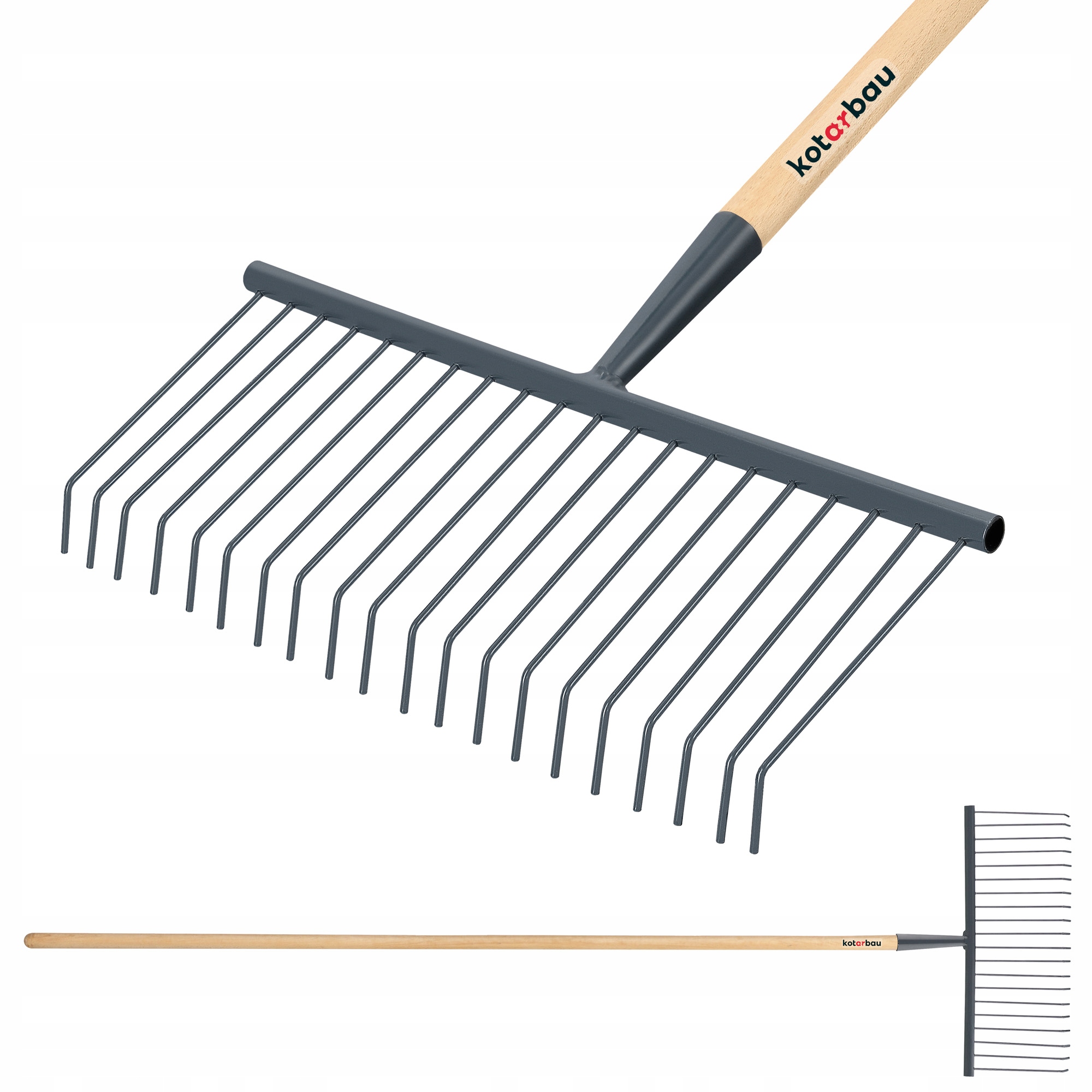 Mediniai sodo grėbliai lapams, žolei, dirvai, 20 dantų, 160 mm, grėbimui