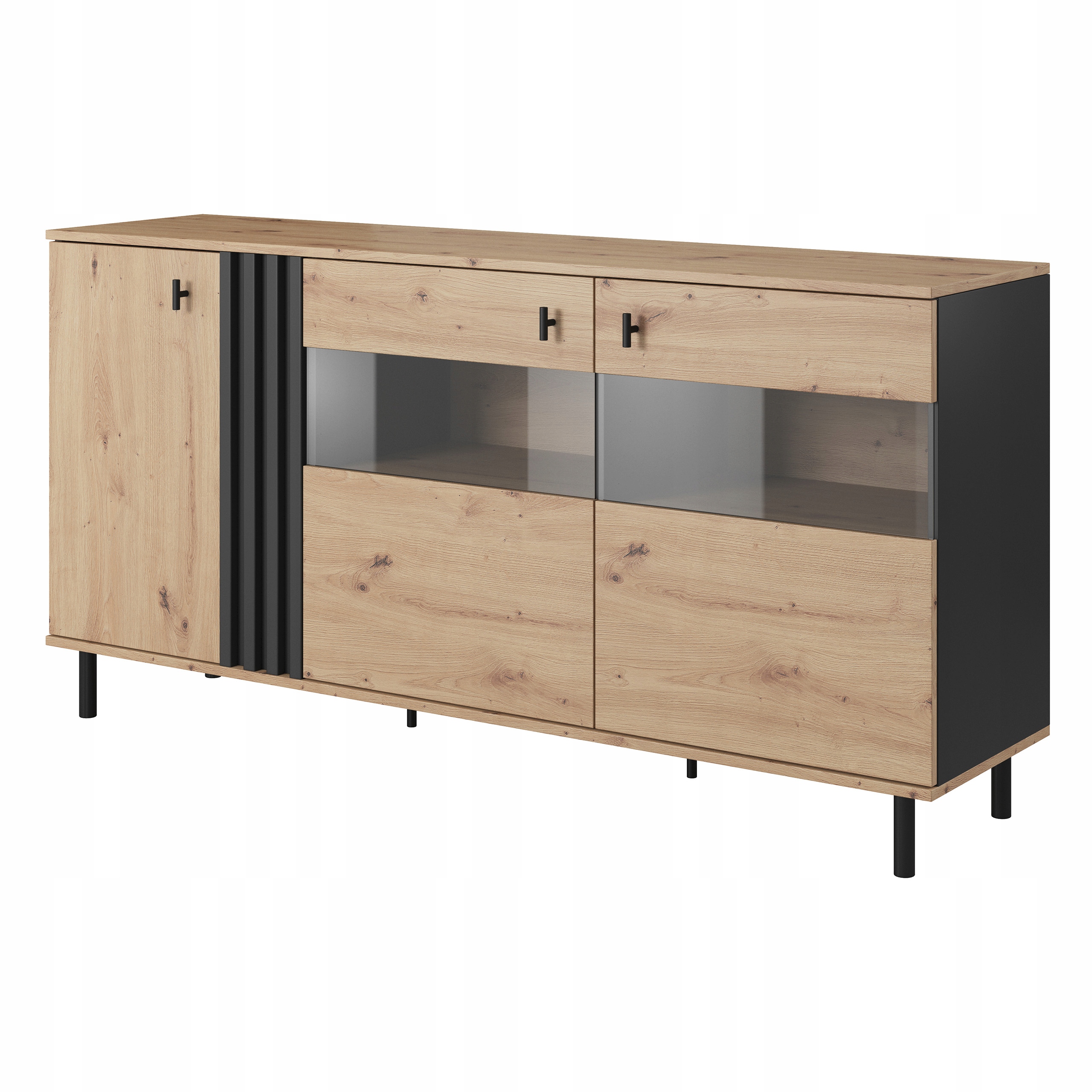 Komoda Maddalena 165 cm do obývacího pokoje Ložnice 3 Dvířka Antracit