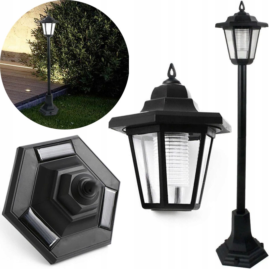 

Lampa Ogrodowa Solarna Led Stojąca Słupek Czarna