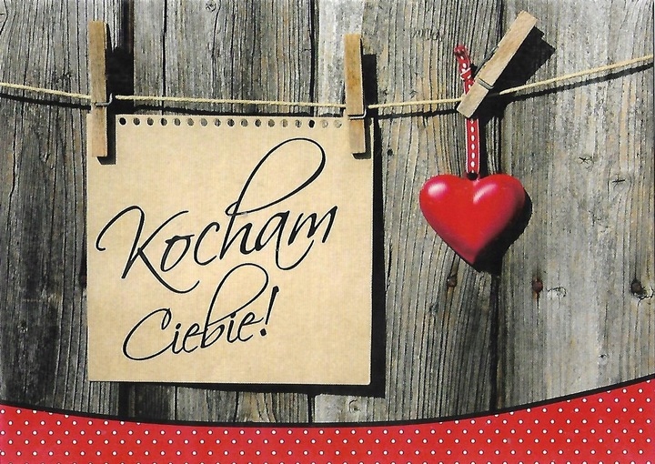 Karnet walentynkowy z kopertą KOCHAM CIEBIE