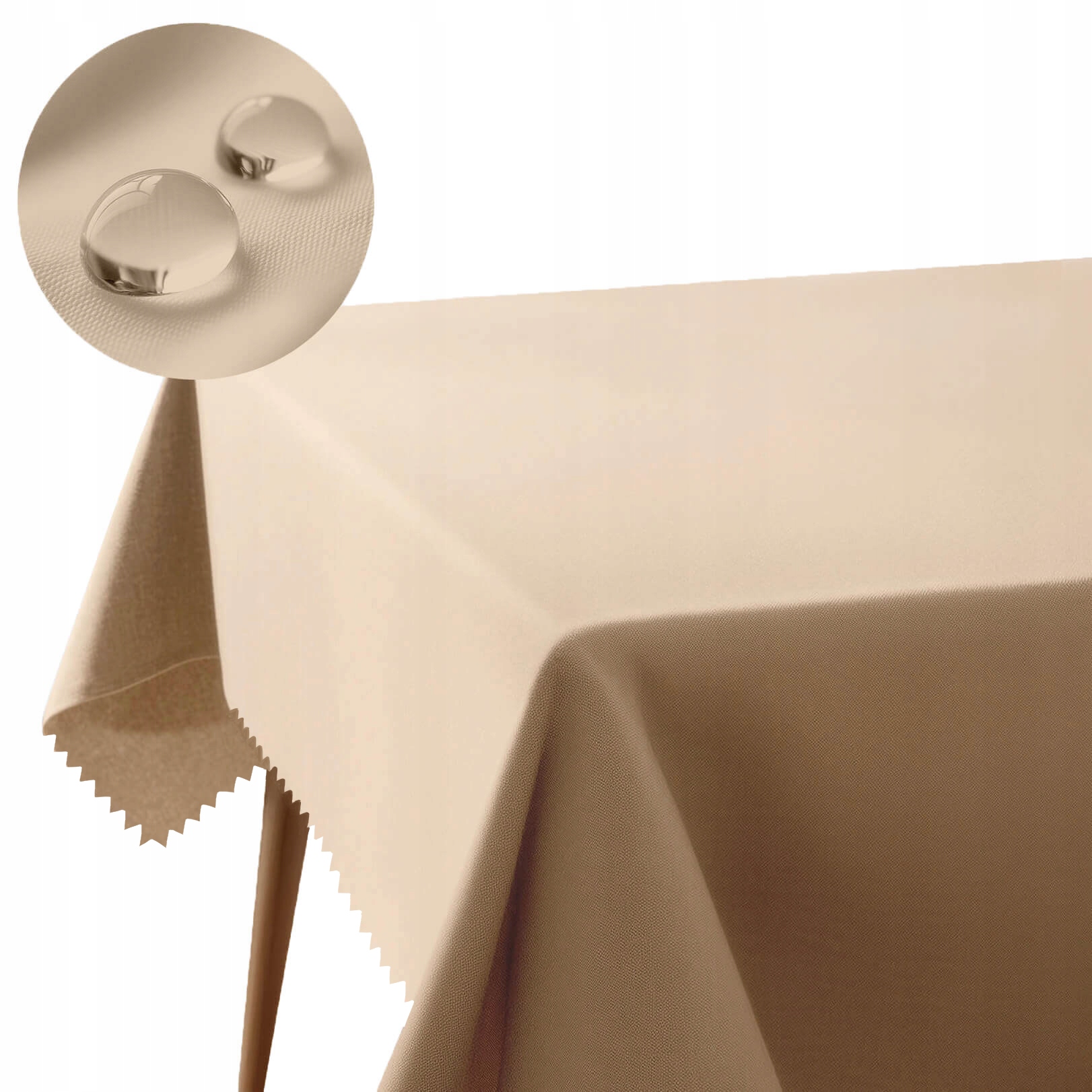 Obrus 200x300 beżowy plamoodporny poliester 240 g/m2 bez wzoru do jadalni