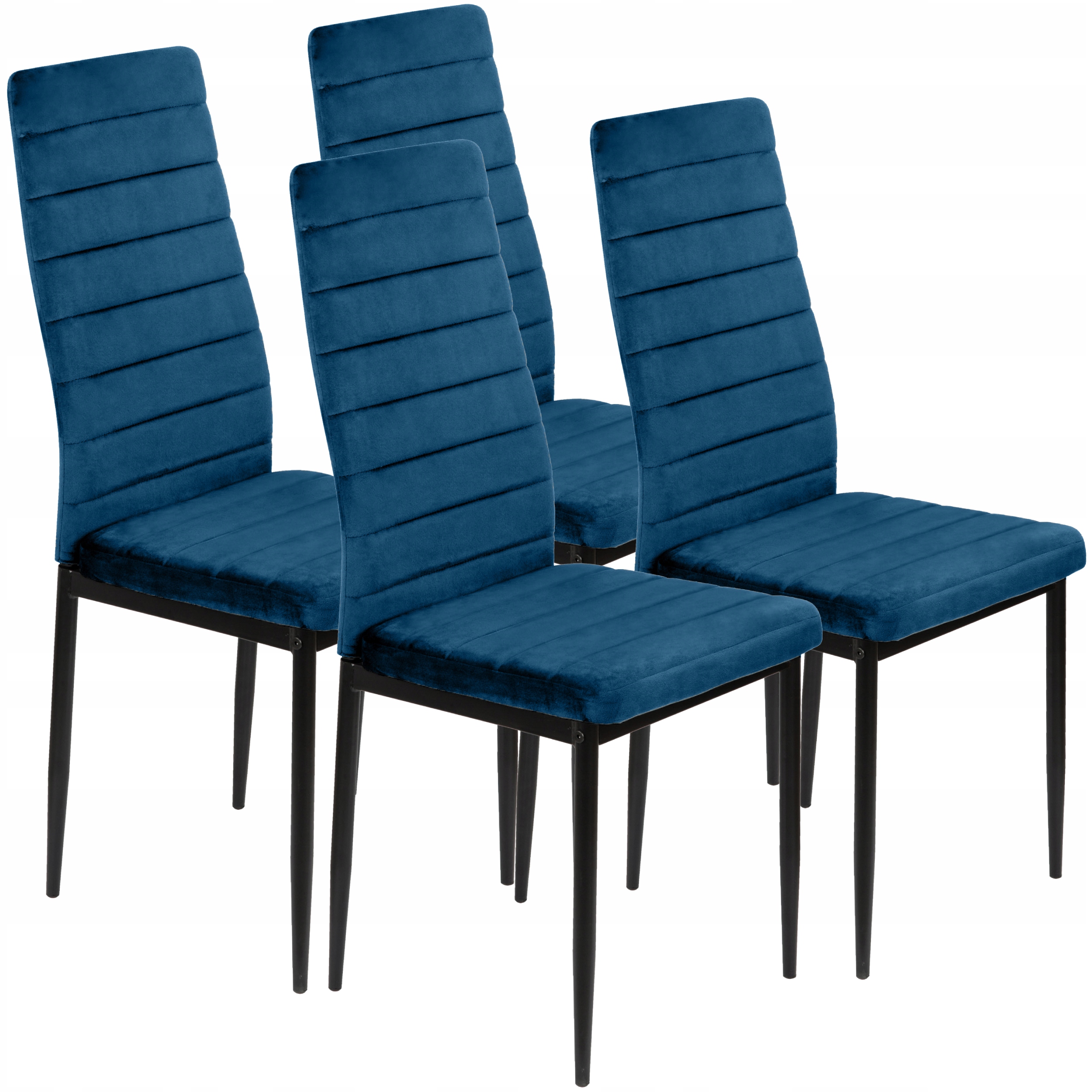 4 x Krzesło Niebieskie Welur Velvet Tapicerowane Salon Jadalnia Vito