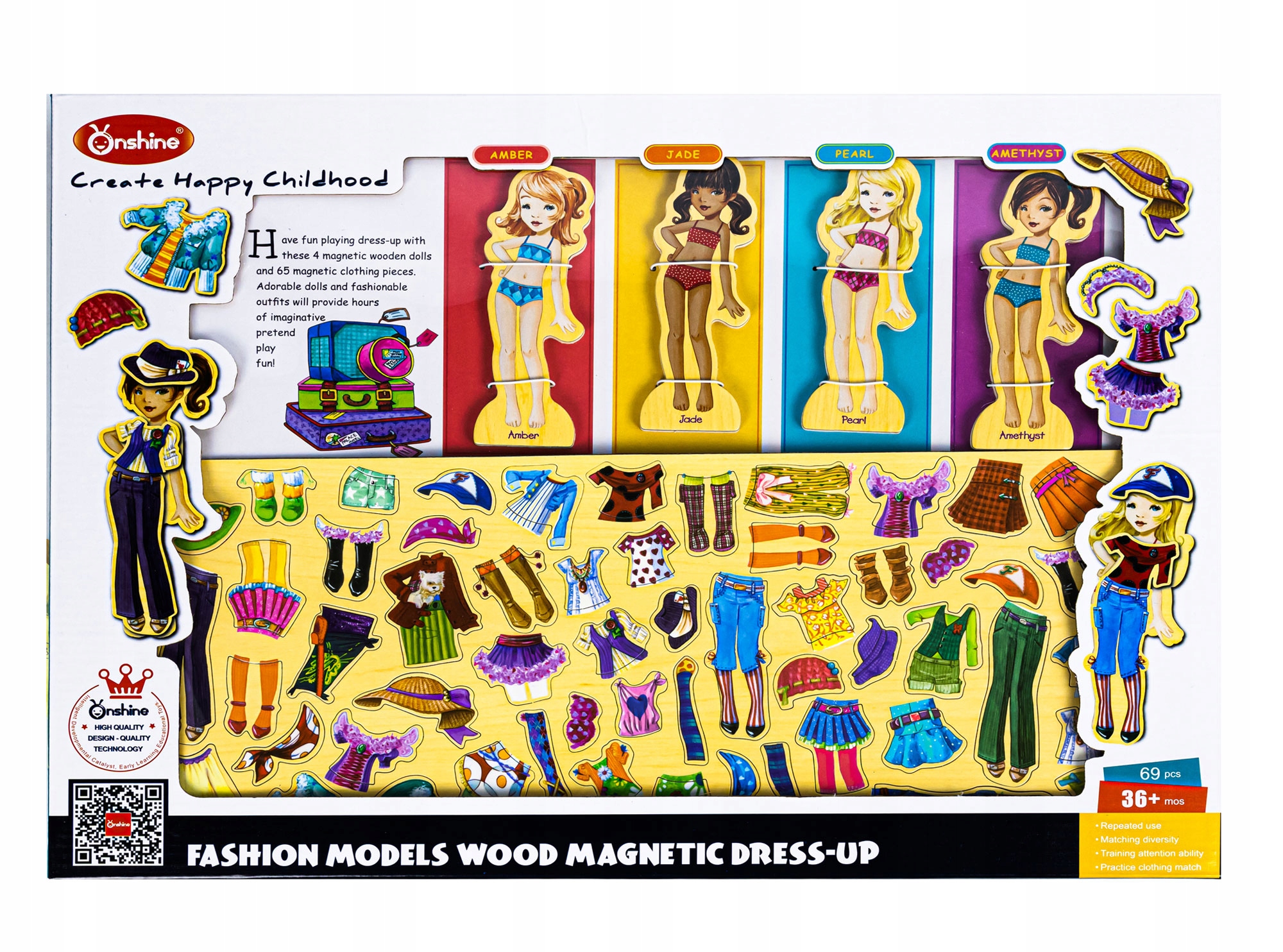 MAGNETYCZNA GRA UBIERANKA UKŁADANKA PUZZLE DREWNIANE MONTESSORI MODNISIE Stan opakowania oryginalne