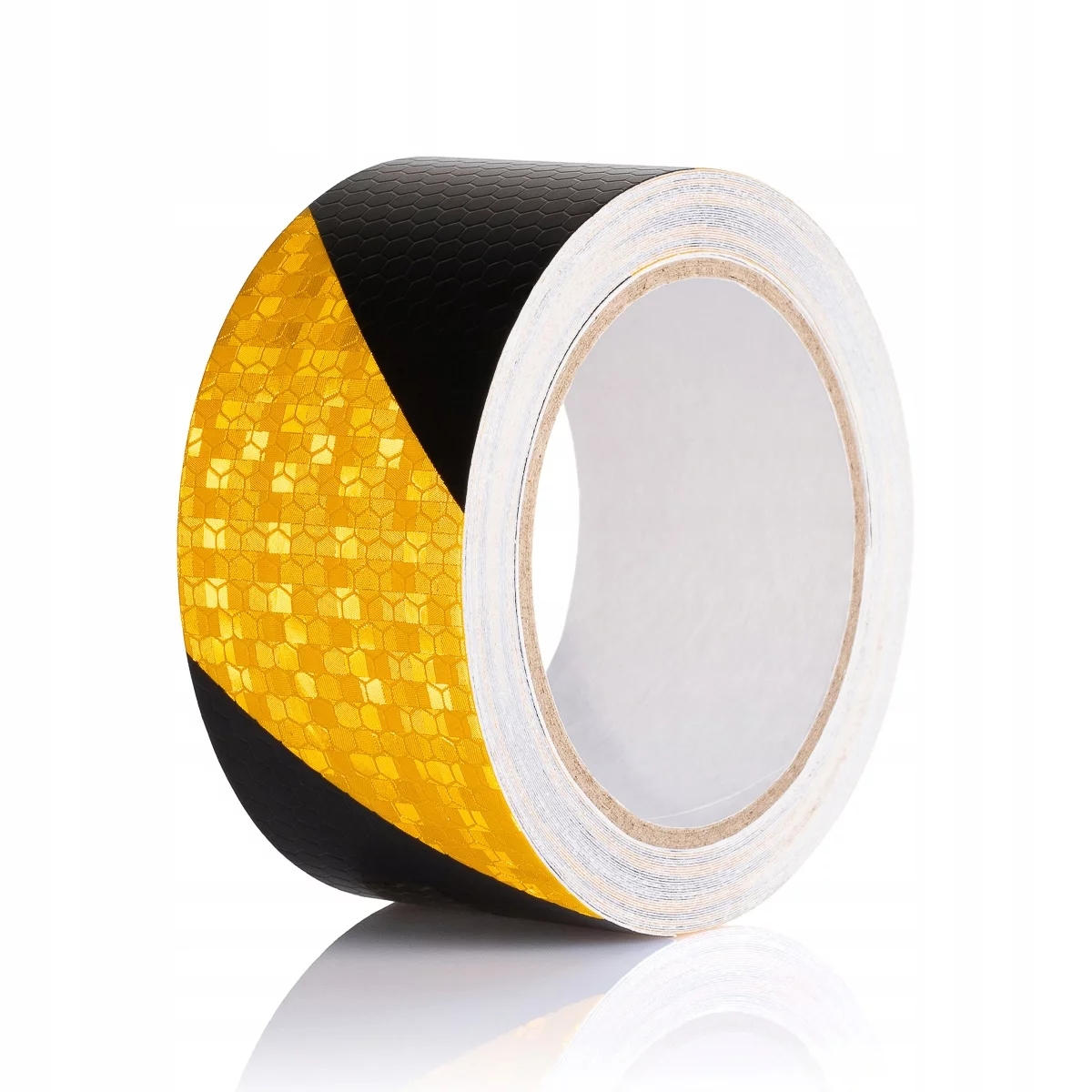 TAŚMA ODBLASKOWA OSTRZEGAWCZA SKOSY ŻÓŁ-CZAR 10M.