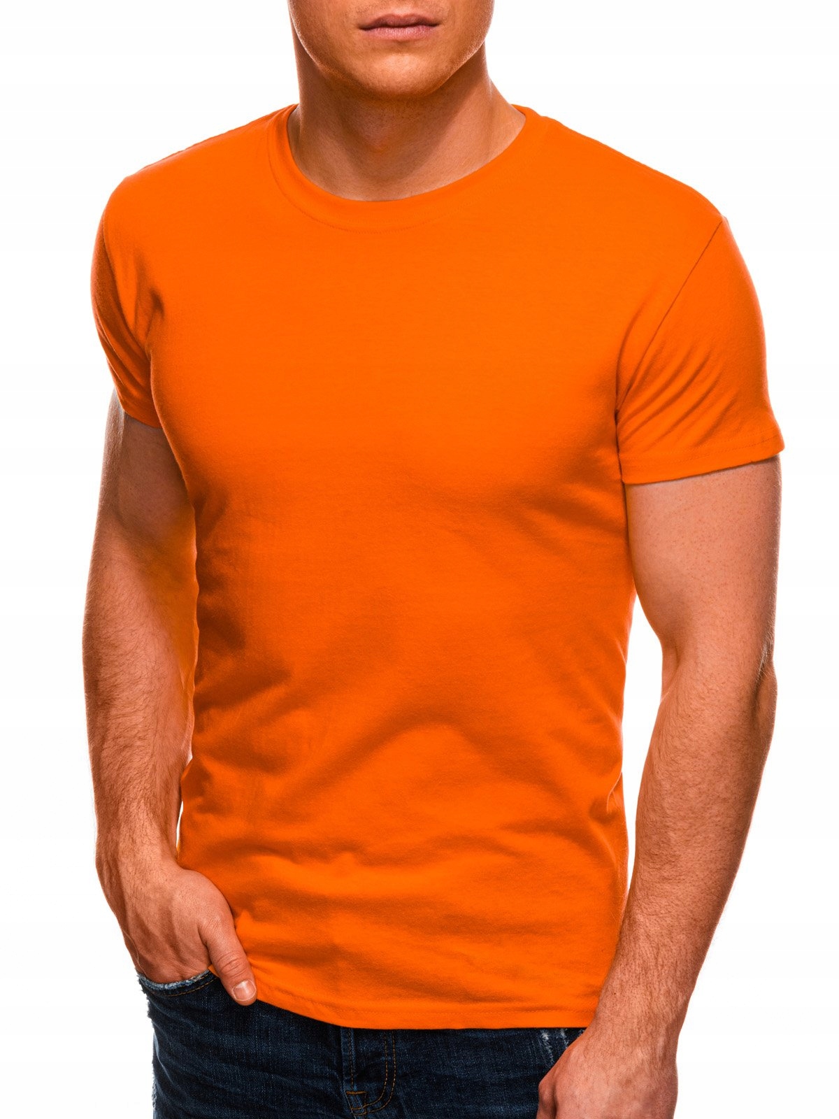

T-shirt męski basic do jeansów 970S pomarańcz S