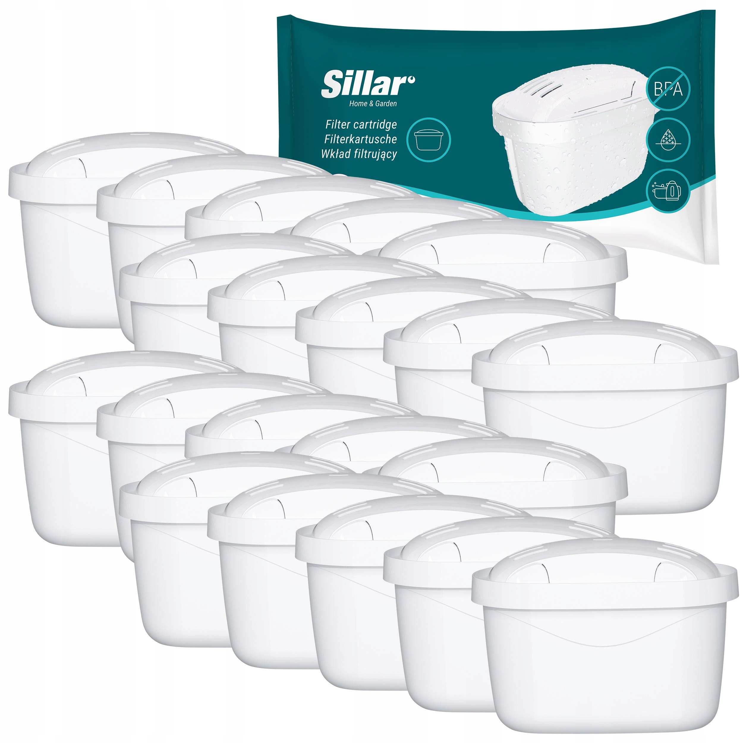 24 x Filtr na vodu Sillar do filtrační konvice Aquaphor Wessper skleněný