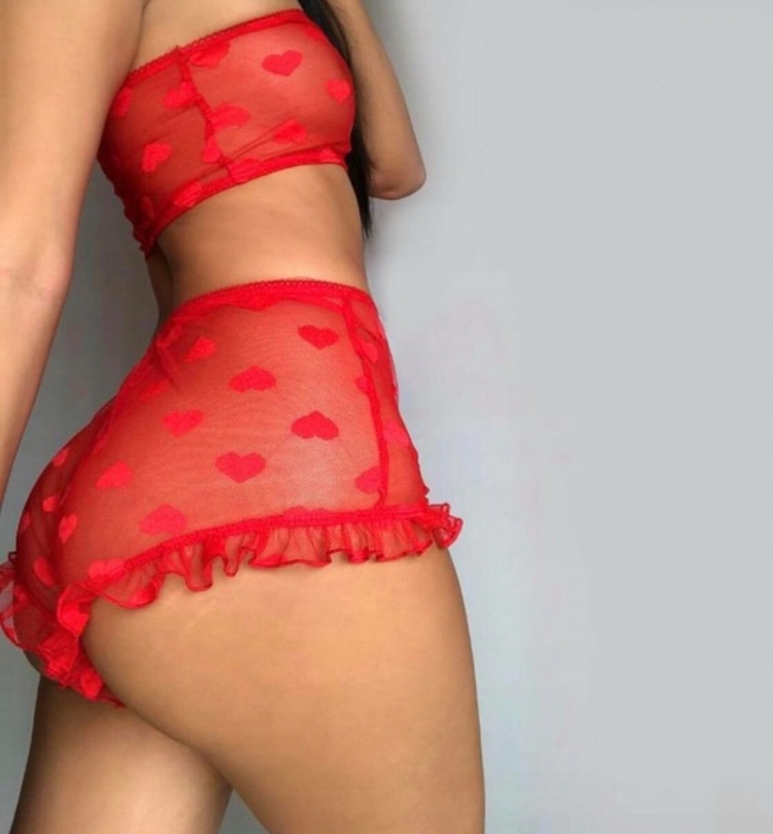 BIELIZNA KORONKOWY KOMPLET CZERWONY CORAZON Wzór dominujący bez wzoru