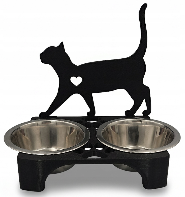 Levně 3D stojan misky pro kočky Misky Kočka 2 x 400 ml