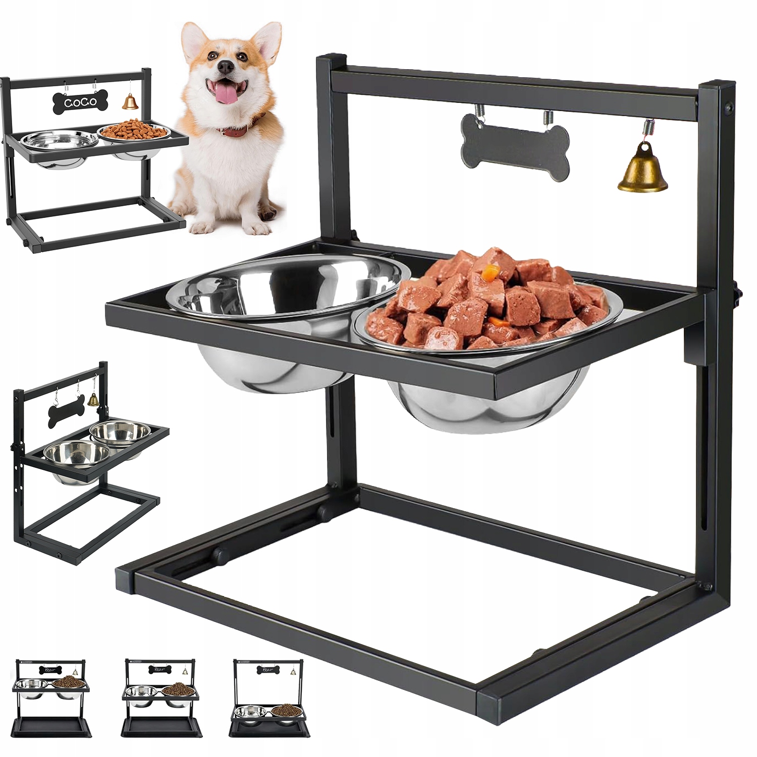 Levně Moderní Krmítko Pro Psa S Nastavitelnou Výškou A Dvěma Miskami