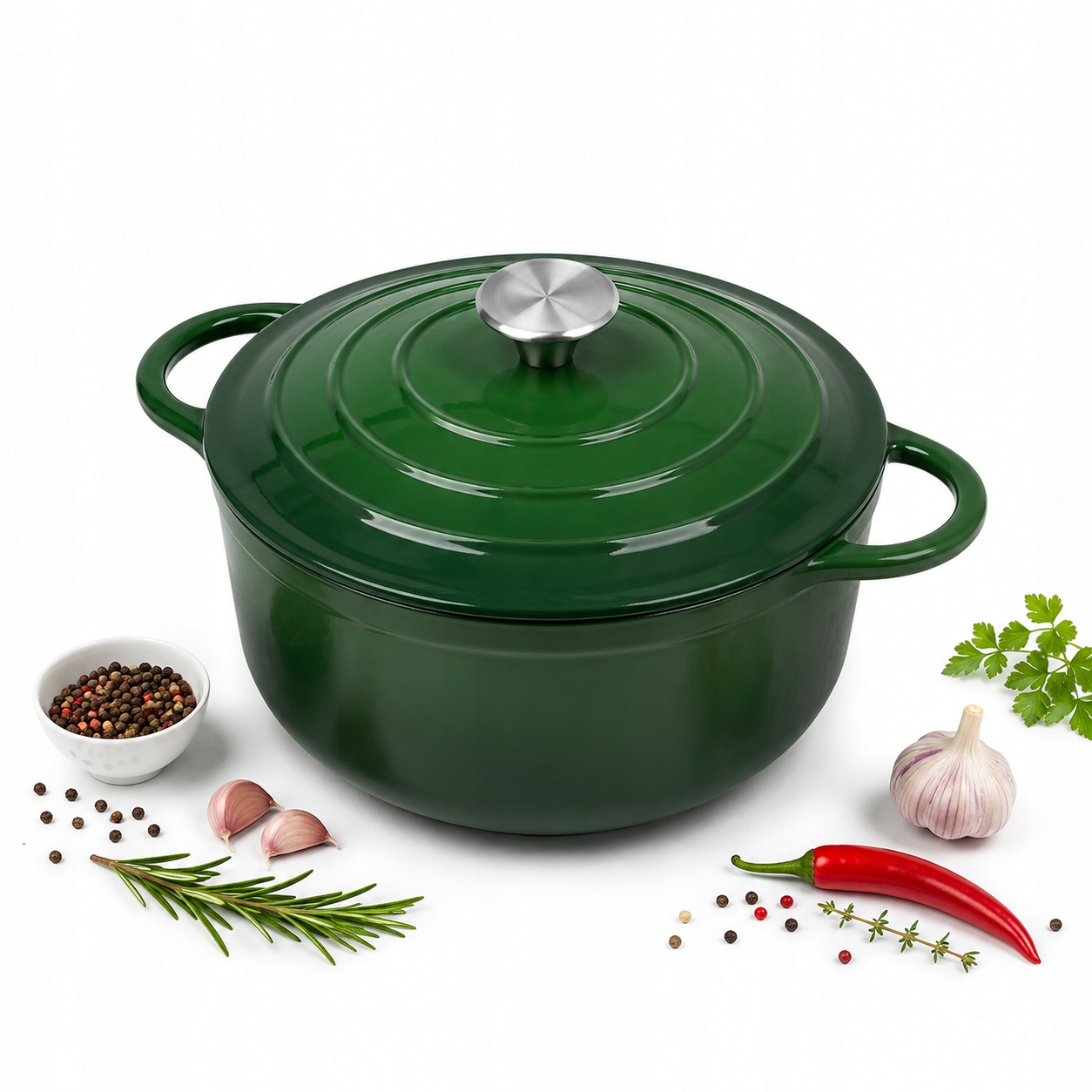 Hrnec 4,2L Smaltovaný Smalt s Víkem Indukce Plynová Trouba 24 cm