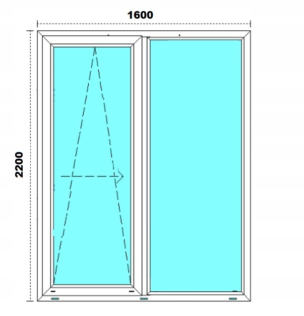 Tanie okno drzwi tarasowe balkonowe przesuwne PSK białe 2 szyby 160x220