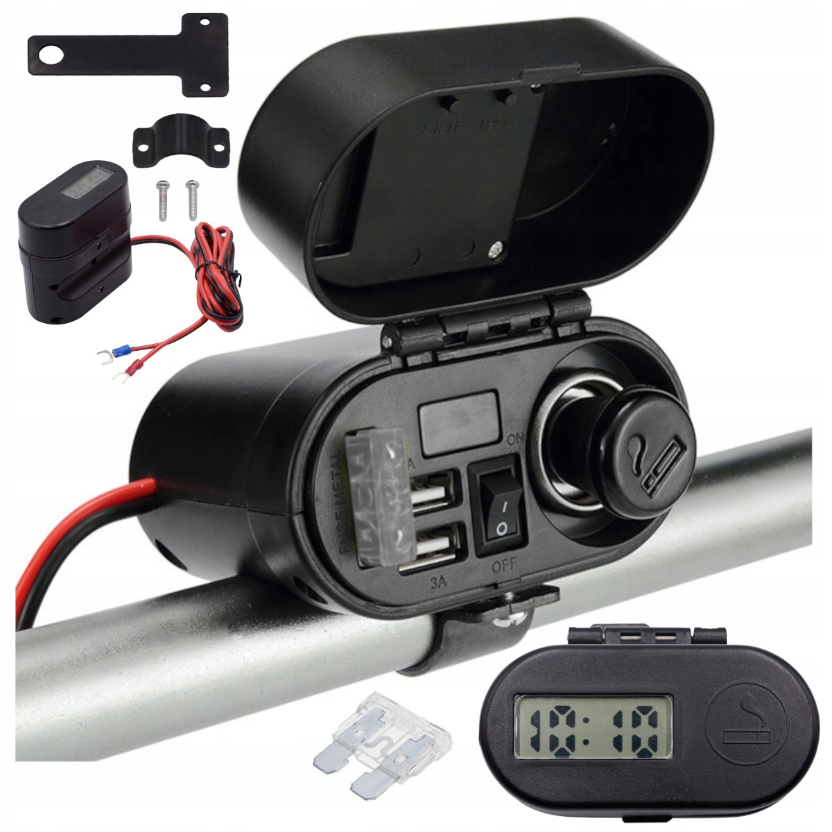 ŁADOWARKA MOTOCYKL 2x USB 3A SZYBKA WOLTOMIERZ