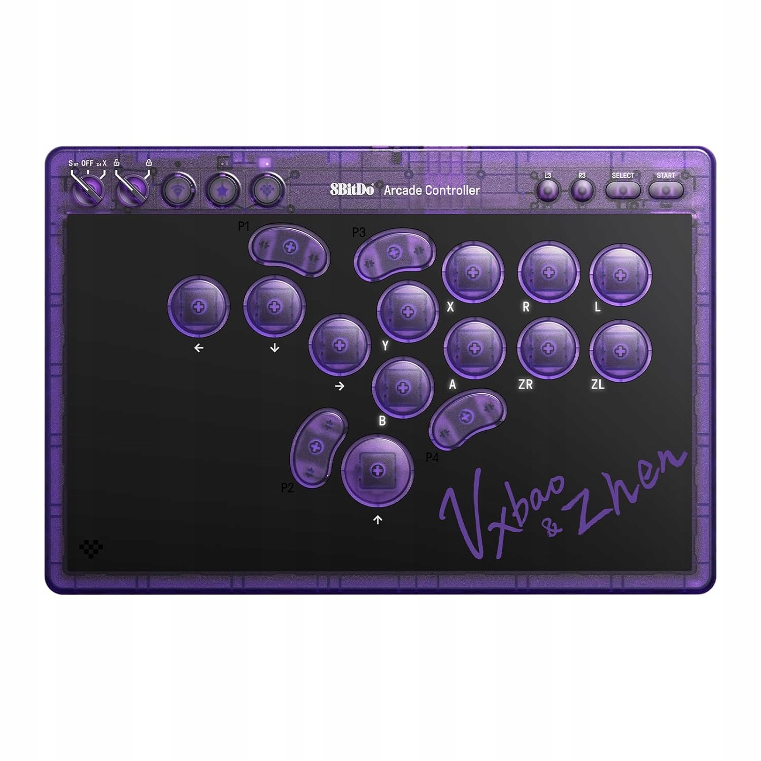 8BitDo Arcade Controller Purple Switch 1|2 Windows Vxbao and Zhen Signature