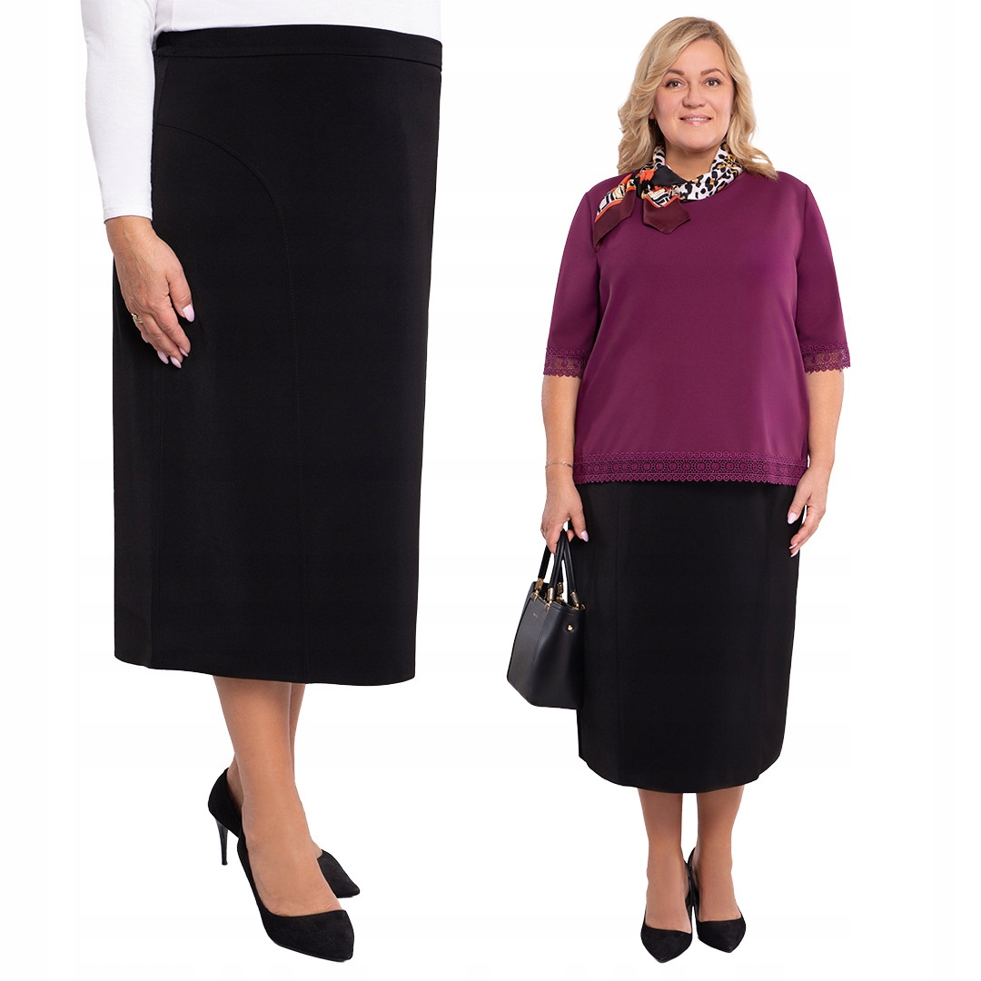 Klasická černá sukně s prošíváním, velikost 46