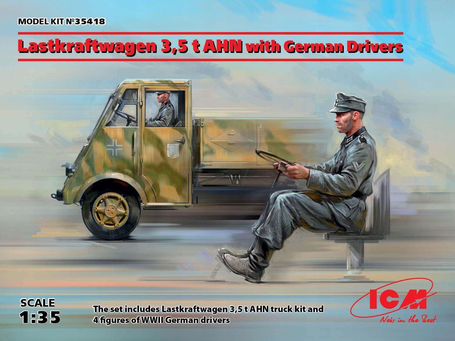 ICM 35418 1/35 Lastkraftwagen 3,5 t Ahn w/ Drivers