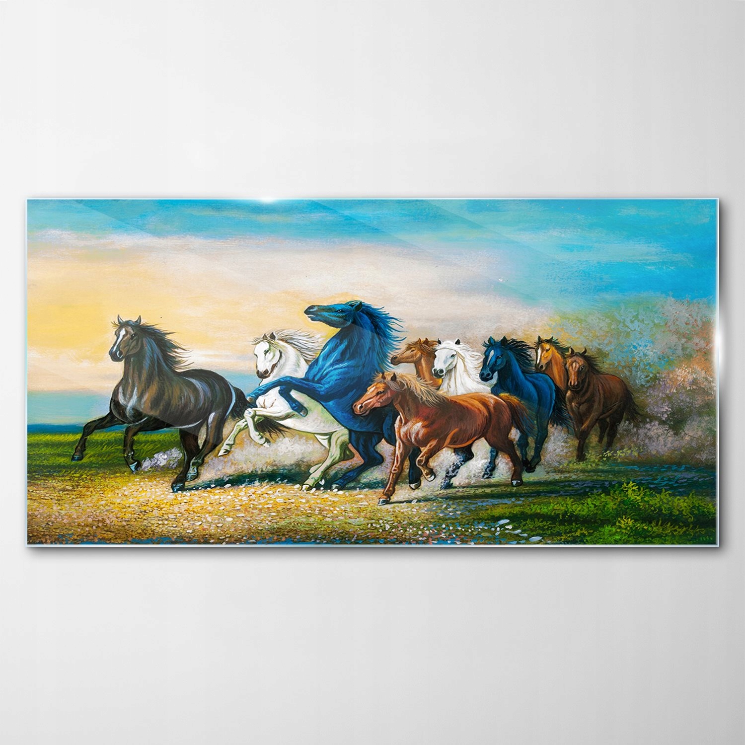 

Hartowany Obraz Szklany Sztuka Galop Konie 100x50