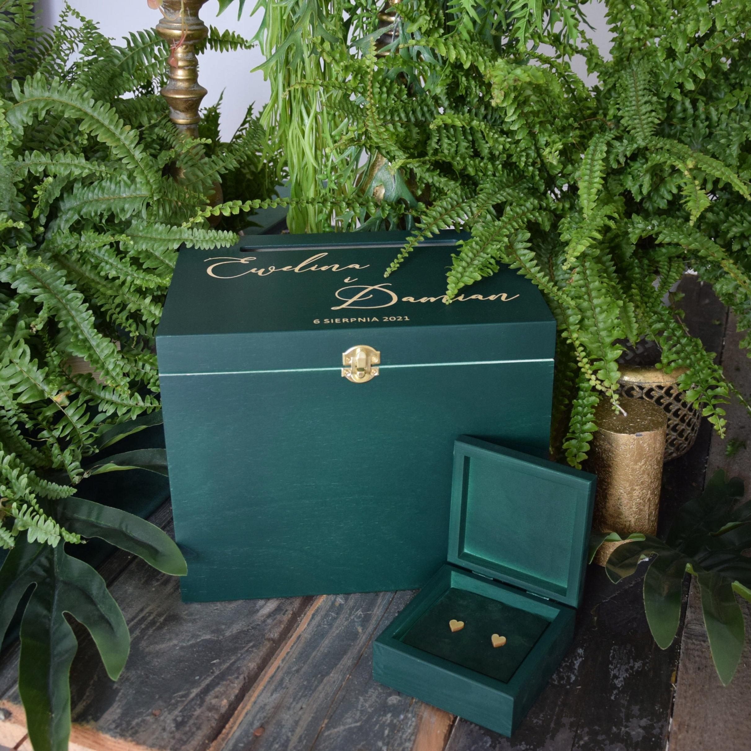 Duże ZIELONE Pudełko na KOPERTY + OBRĄCZKI GRAWER EAN (GTIN) 1404813324695