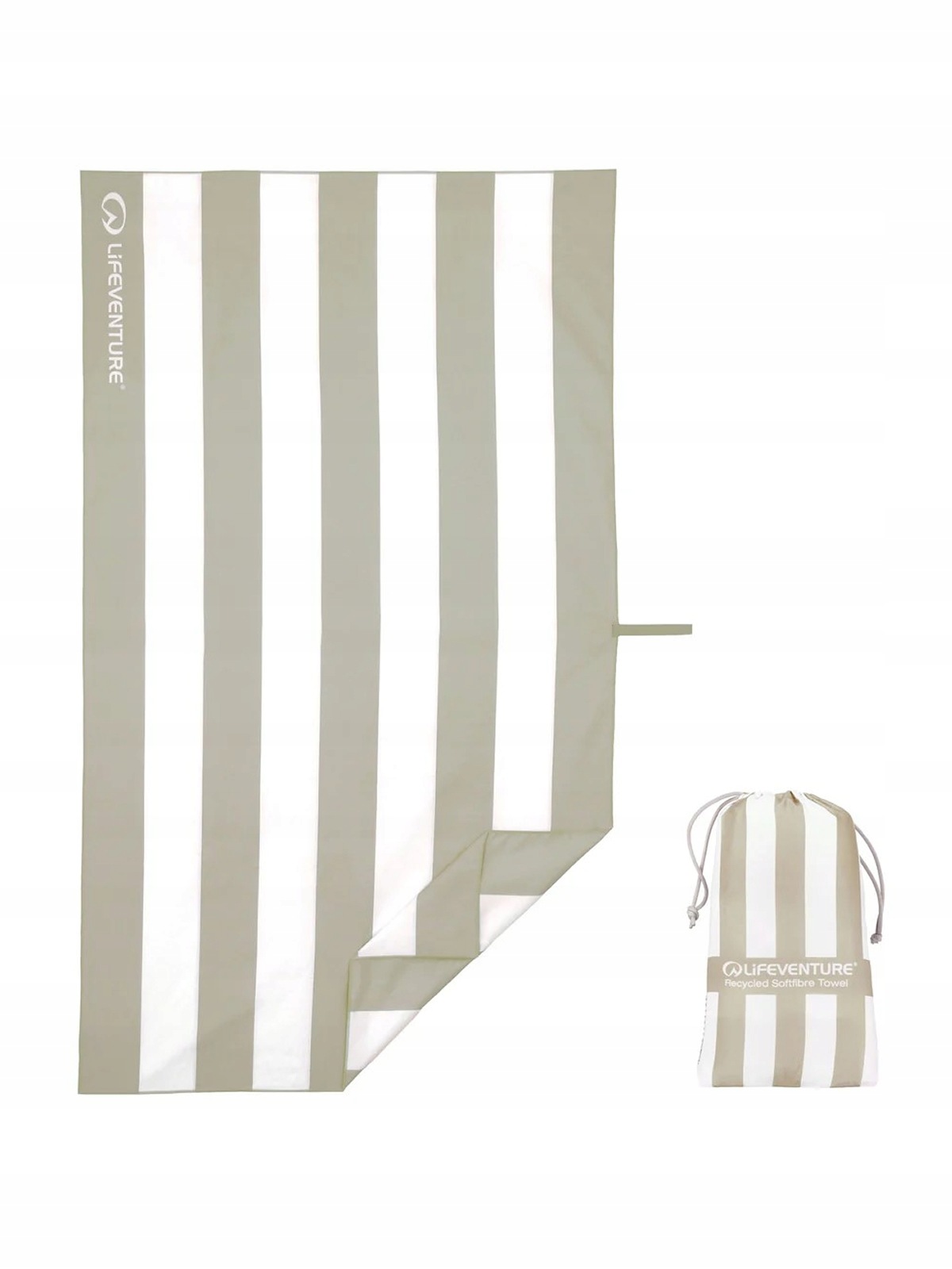 Lifeventure Ręcznik szybkoschnący SoftFibre Recycled Beige Stripe 150x90