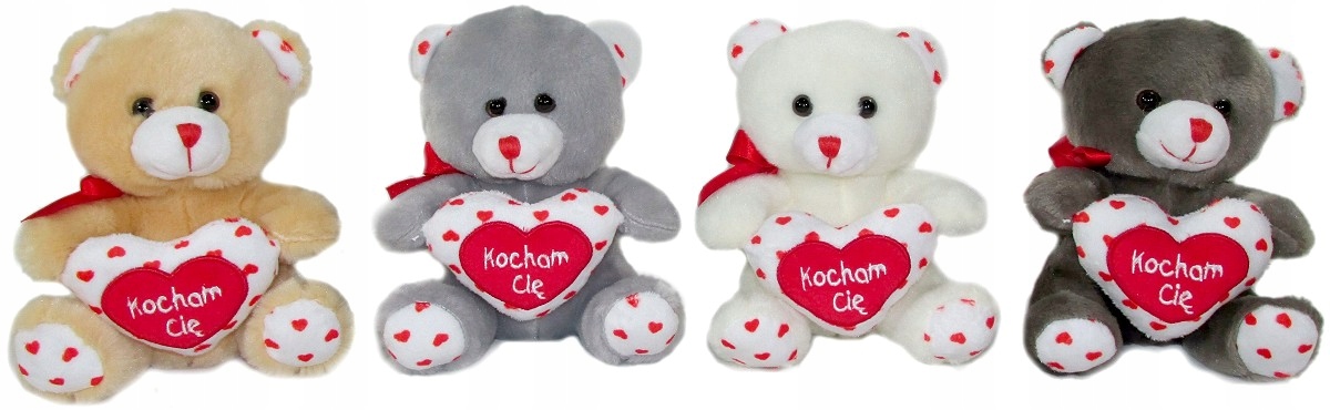 

Miś z sercem Kocham Cię 4 kolory - 15cm Walentynki
