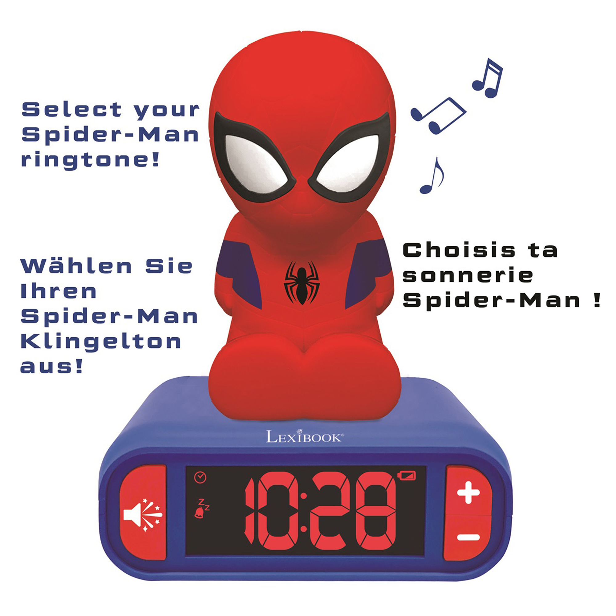 Budzik z nocnym światłem 3D Spider-Man Marka Lexibook