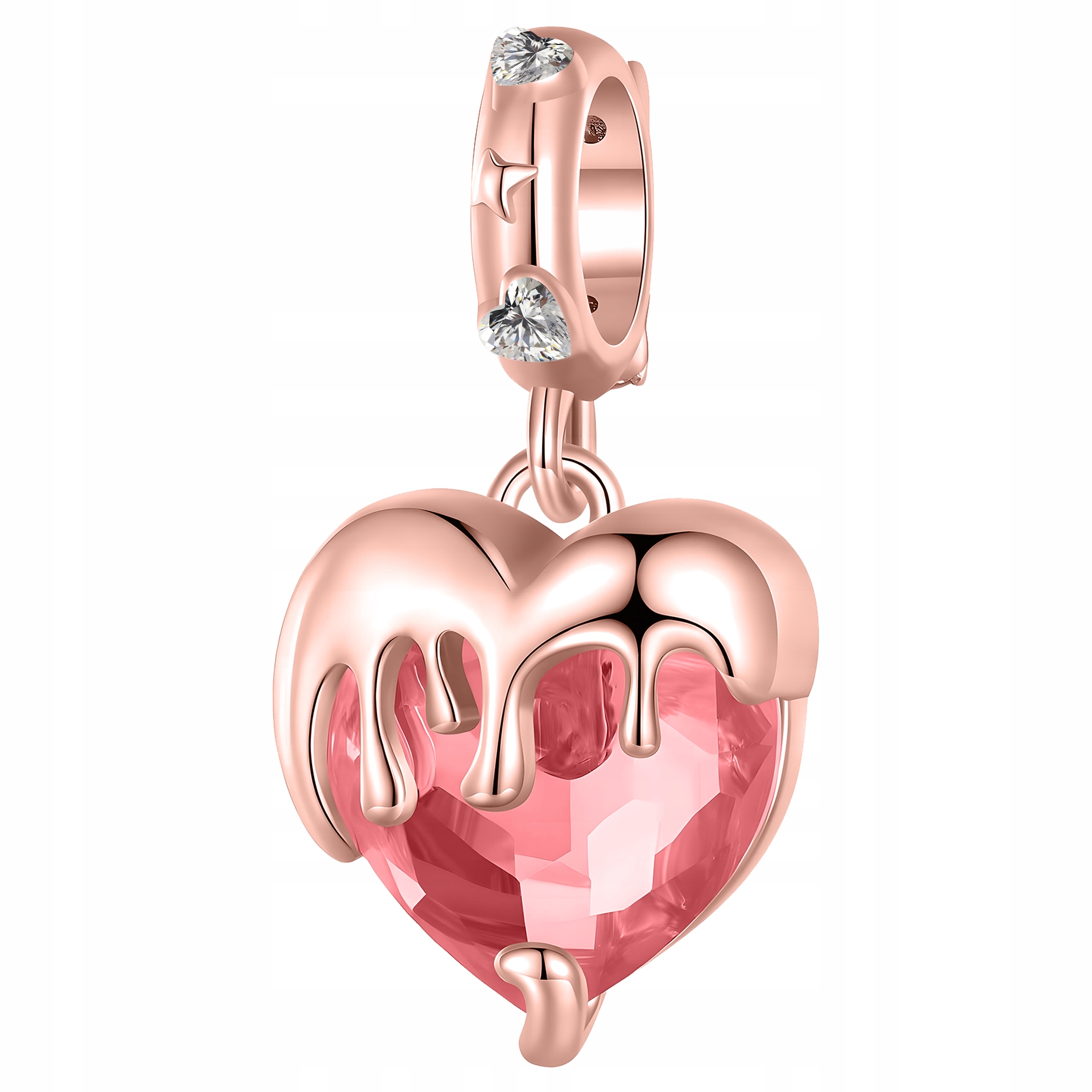 Charms Pozlacený Závěsný Červené Srdce Rubínové Srdíčko Stříbro 925