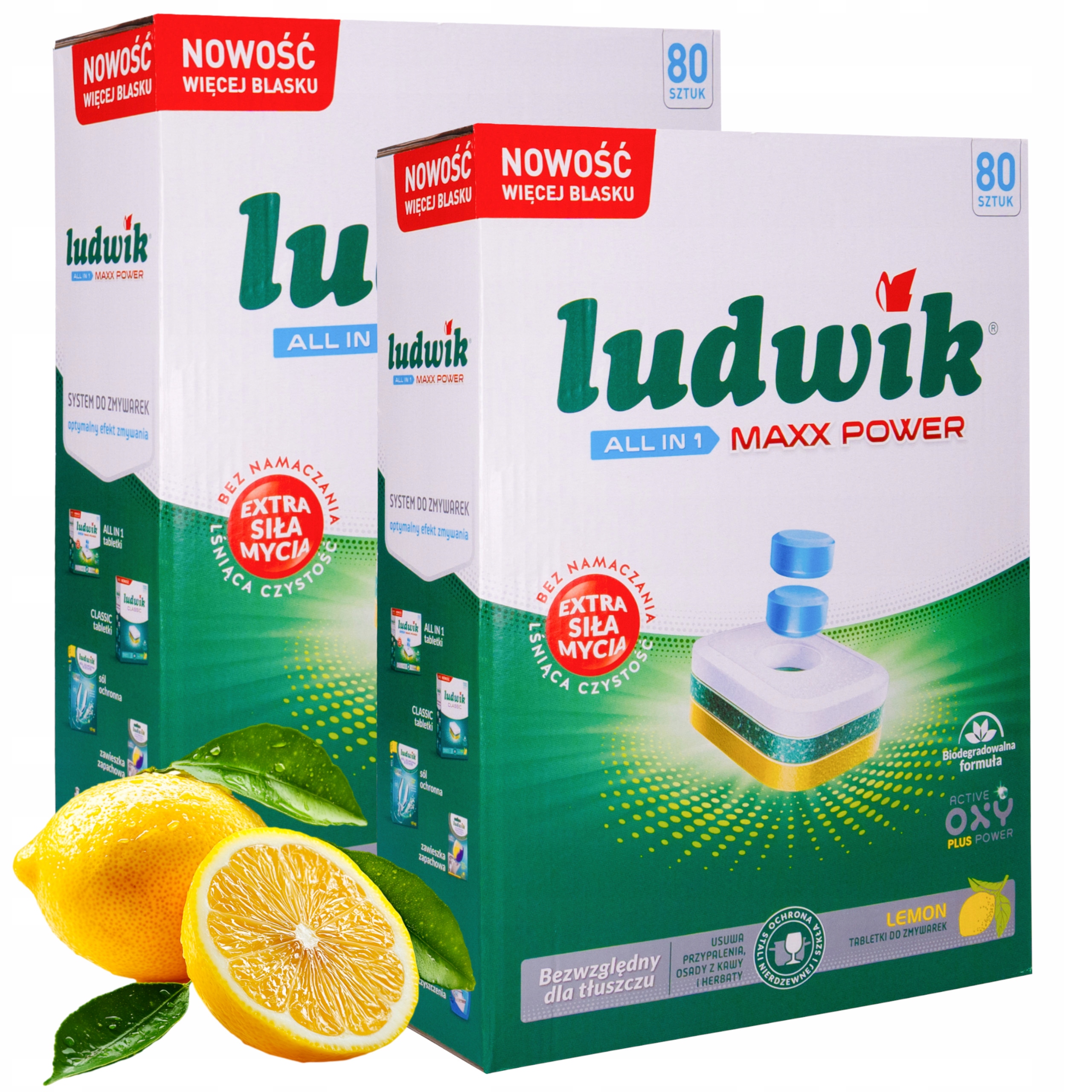 Levně Ludwik Maxx Power Lemon Cytra Tablety do myčky do myčky 2x 80 ks