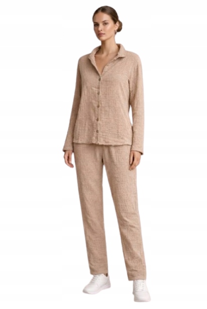 Otexa Béžový Bavlněný Komplet S Knoflíky A Límečkem S Opa