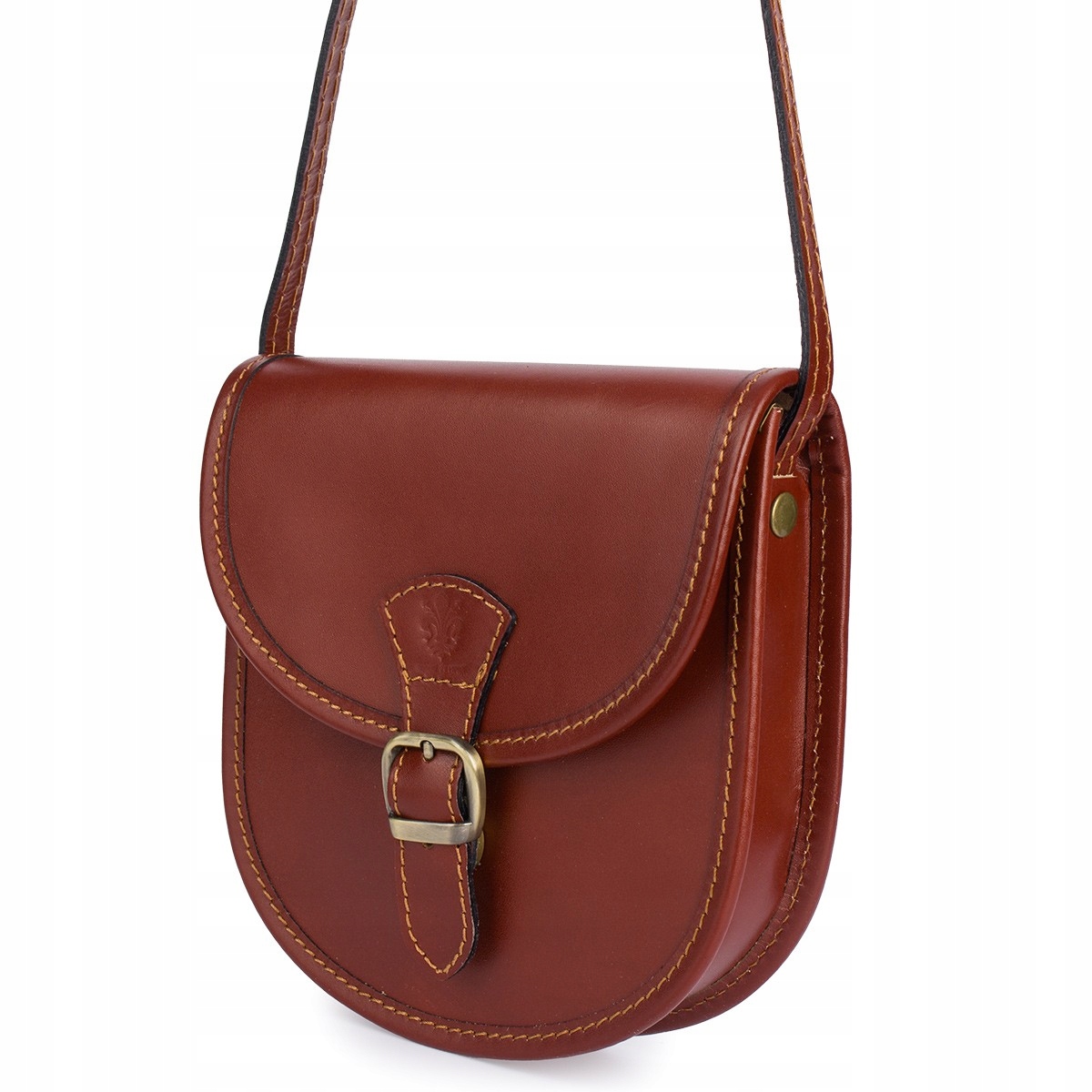 Koniak Beltimore Dámská kožená malá kabelka Přes Rameno podkova pevná