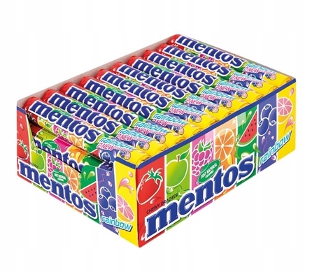 Mentos rainbow owocowe 40 rolek 1,5kg
