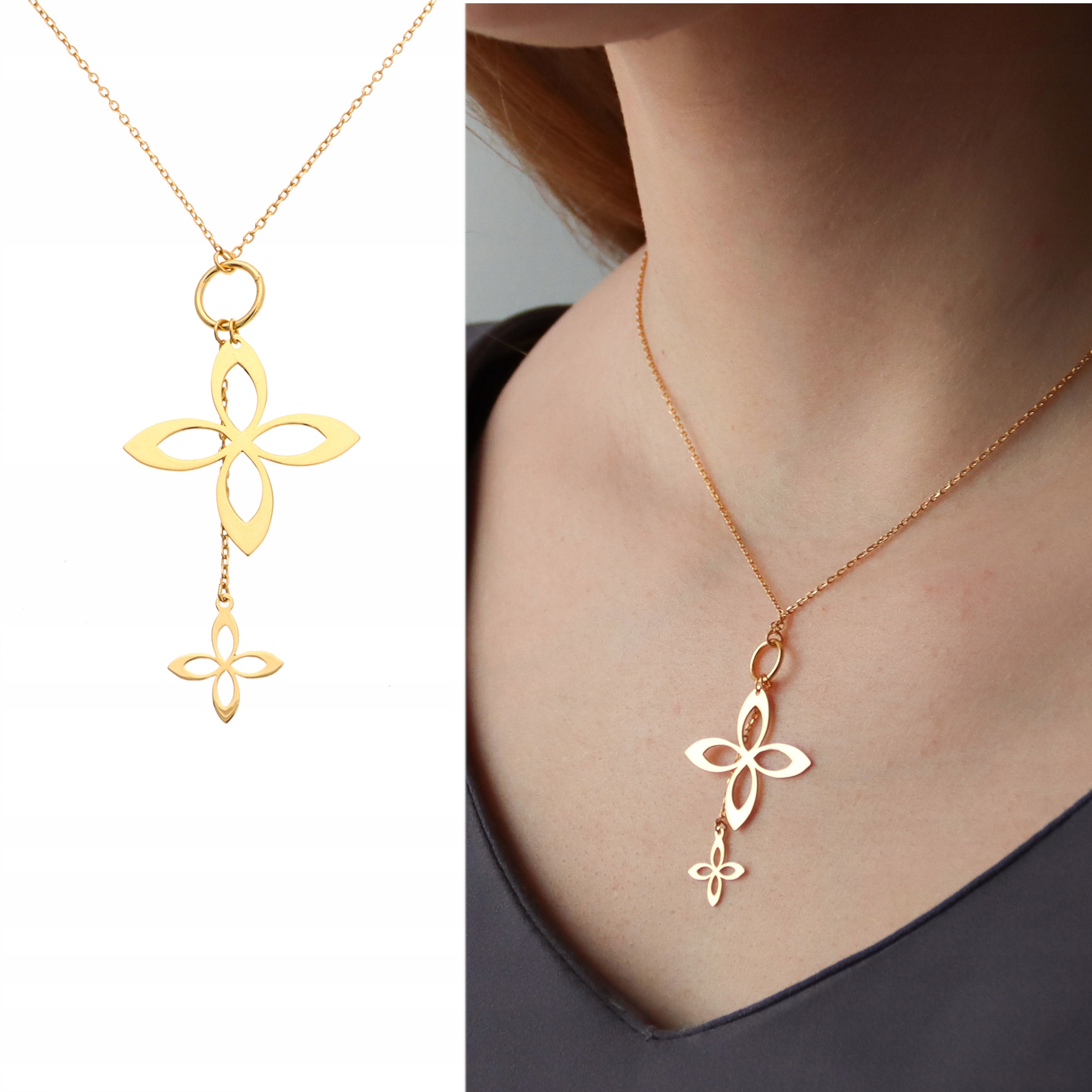 

Łańcuszek srebrny złocony kwiatek kwiat celebrytka