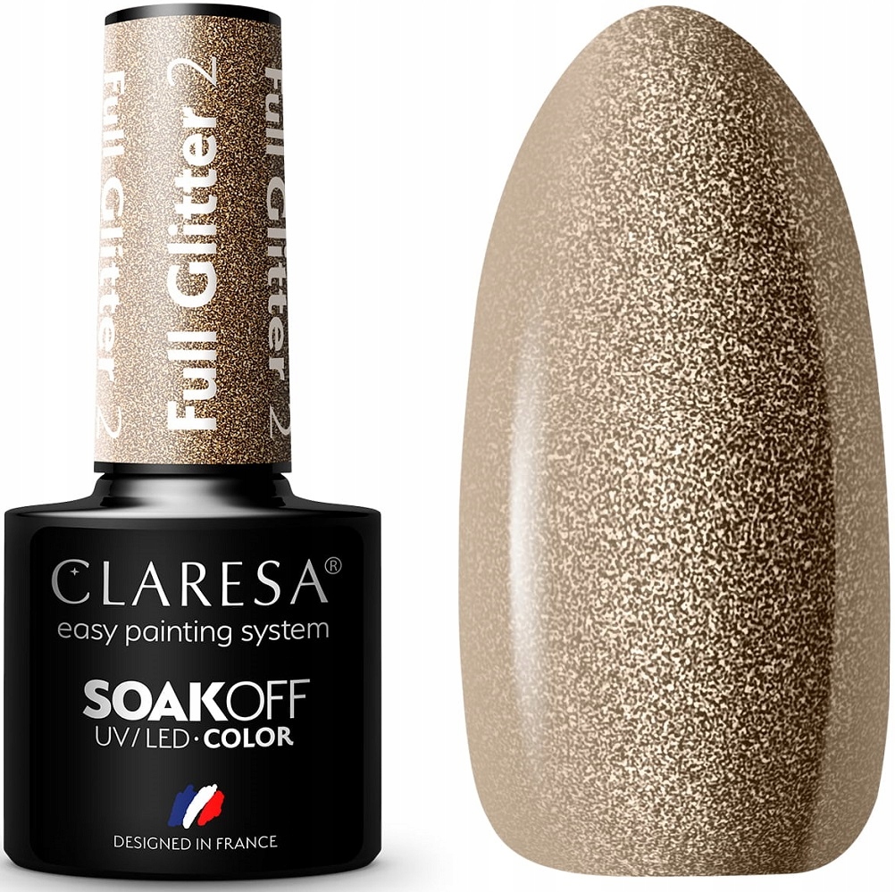 

Claresa Lakier Hybrydowy Full Glitter 2 Złoty 5g