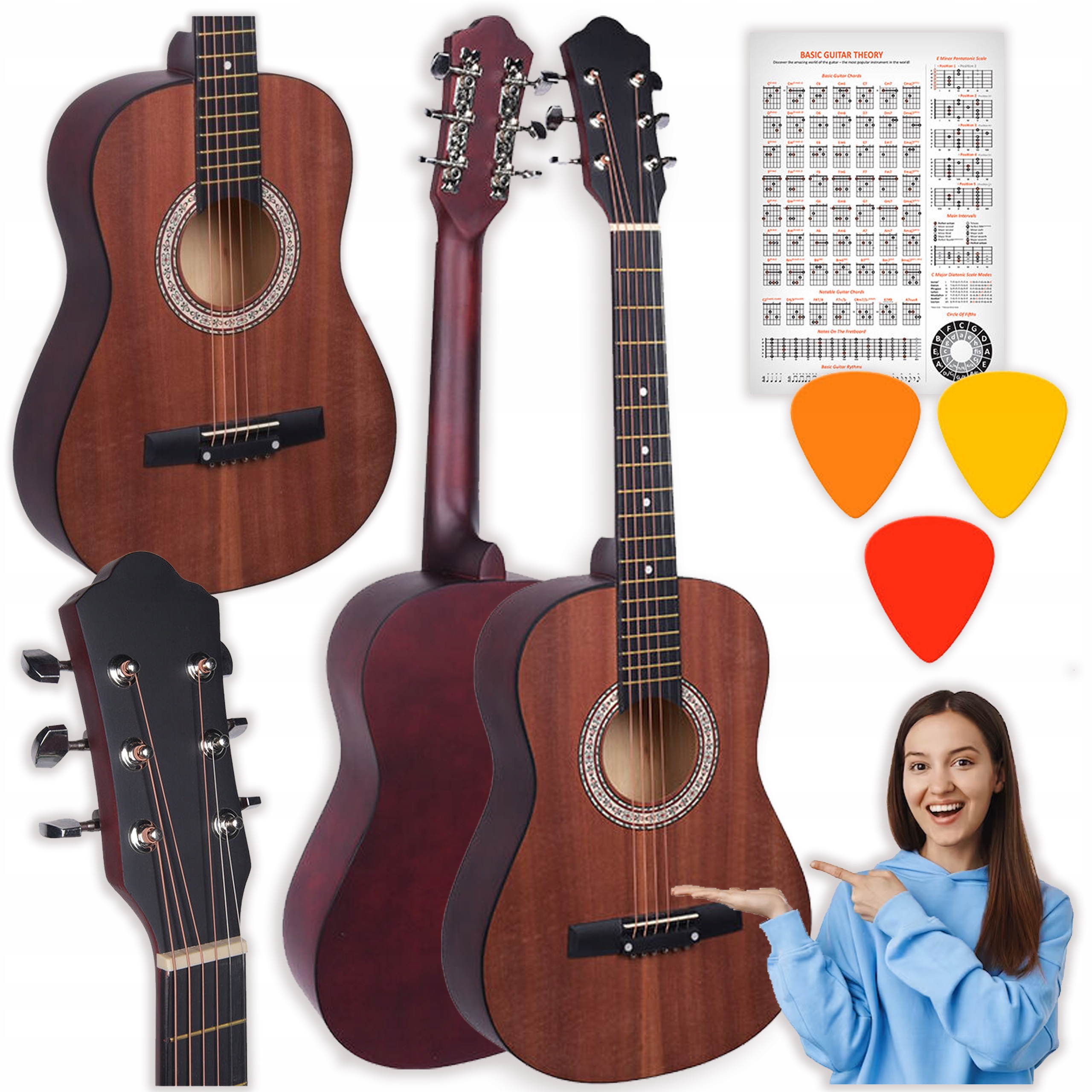 Kytara Klasická Pro Začátečníky 1/2 Kostky Příslušenství Bonus