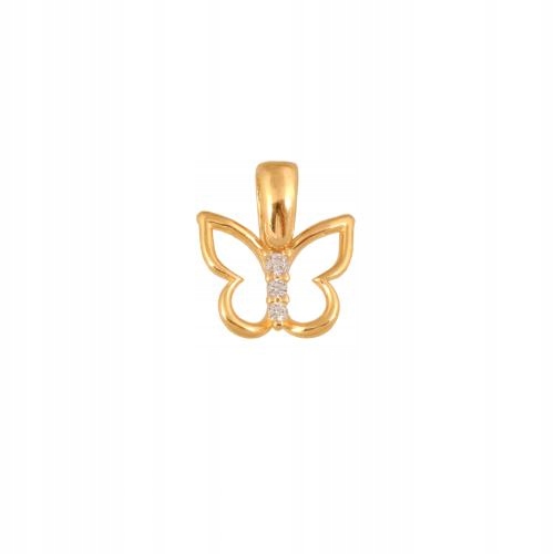 Zlatý Přívěsek 585 motýlek rámeček zdobený třemi zirkony jako dárek