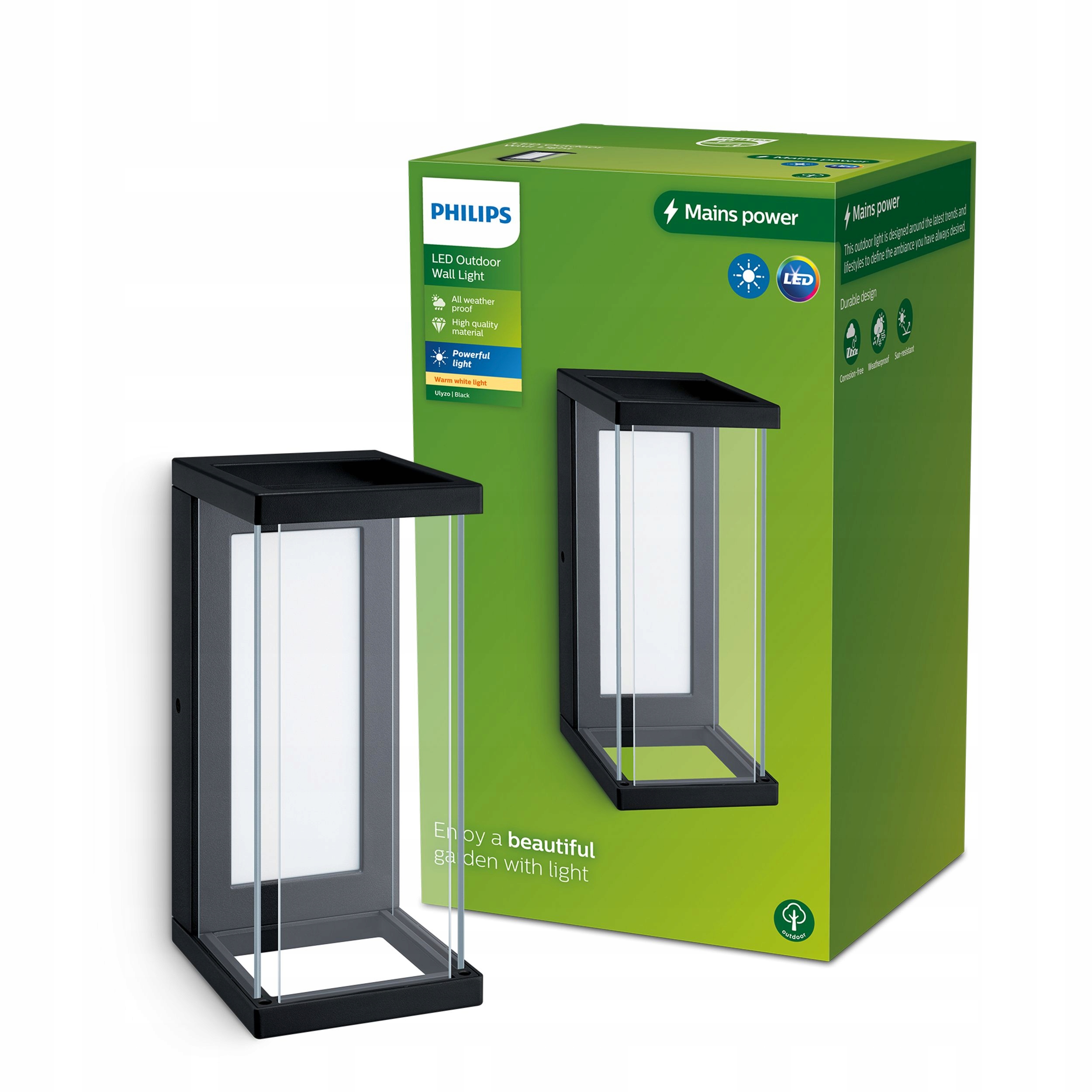 Led záhradná lampa Fasádna nástenná Ulyzo 12W 2700K IP44 Philips