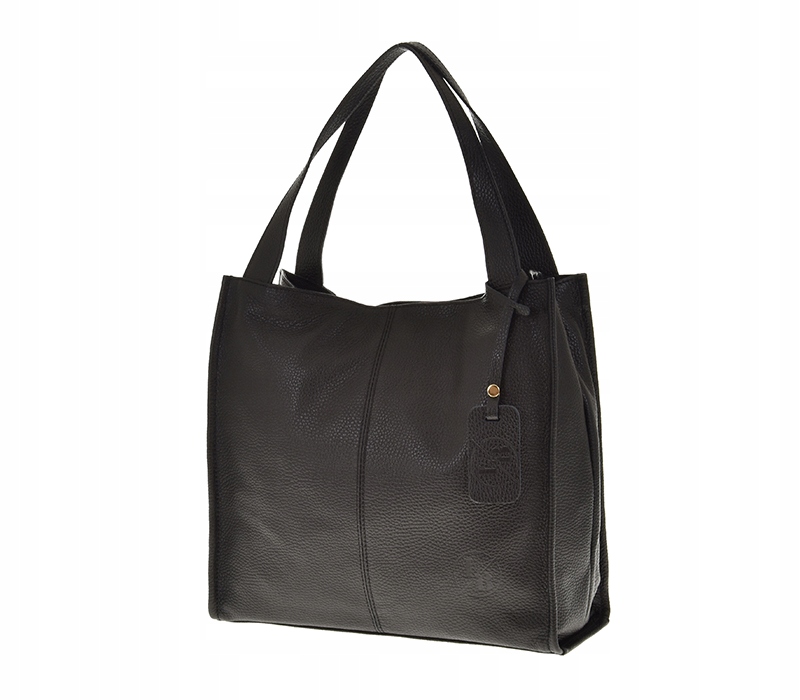 Vera Pelle Italská kabelka shopper taška přírodní kůže černá přes rameno A4