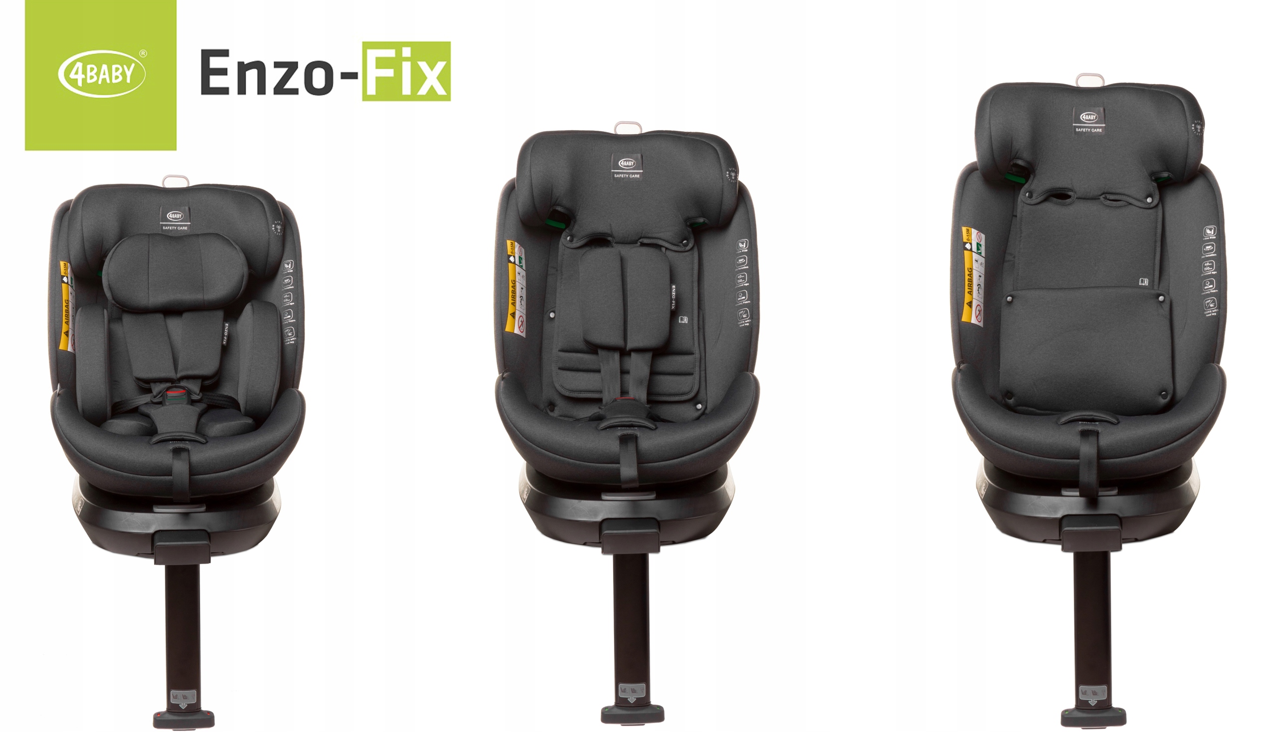 FOTELIK SAMOCHODOWY i-SIZE ISOFIX OBROTOWA PLATFORMA 360° RWF 15x REGULACJA Sposób montażu ISOFIX noga stabilizująca