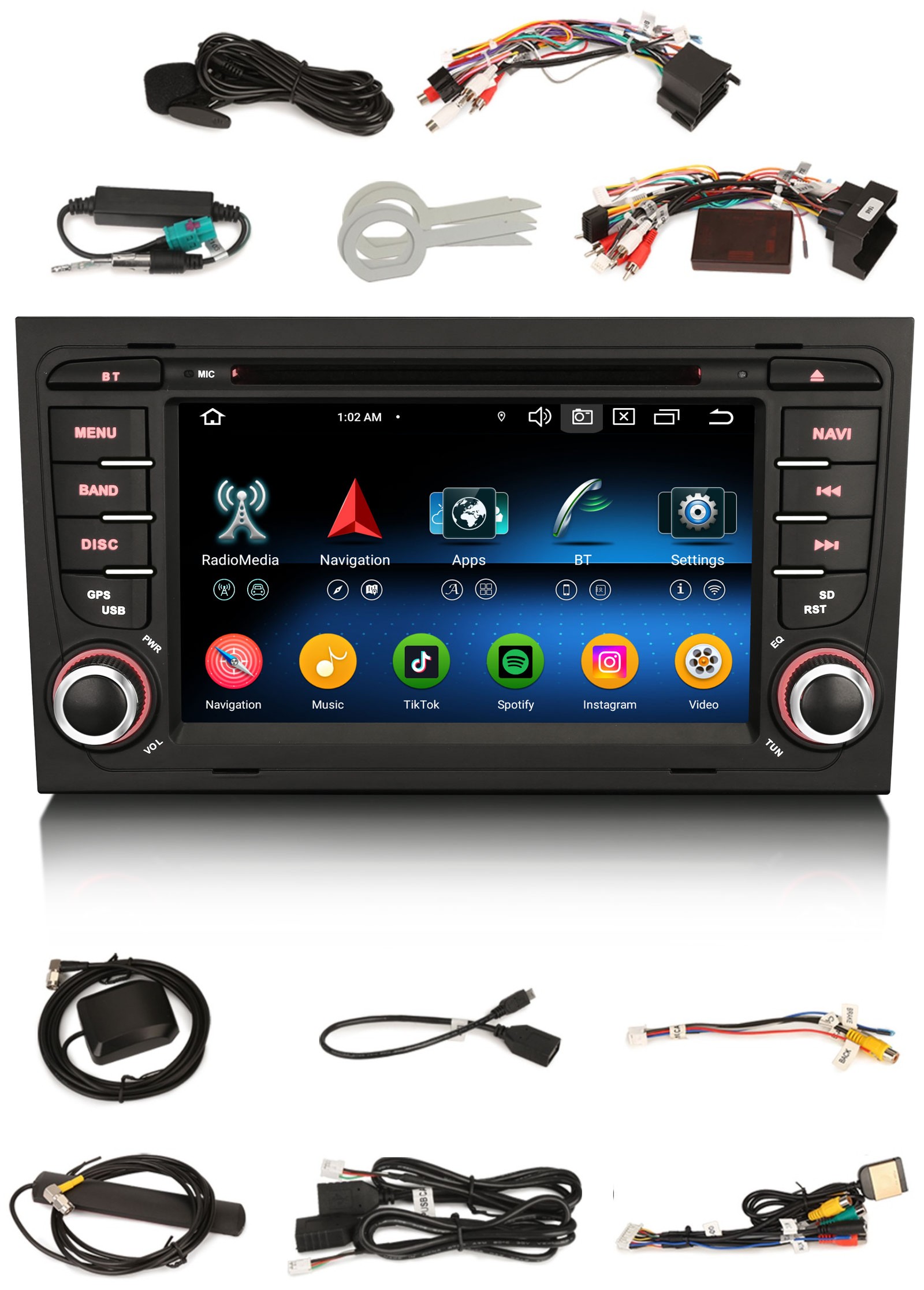 Radio 2DIN Navigace Android Audi A4 B6 B7 Seat Exeo 4 Gb Dsp Carplay Lte