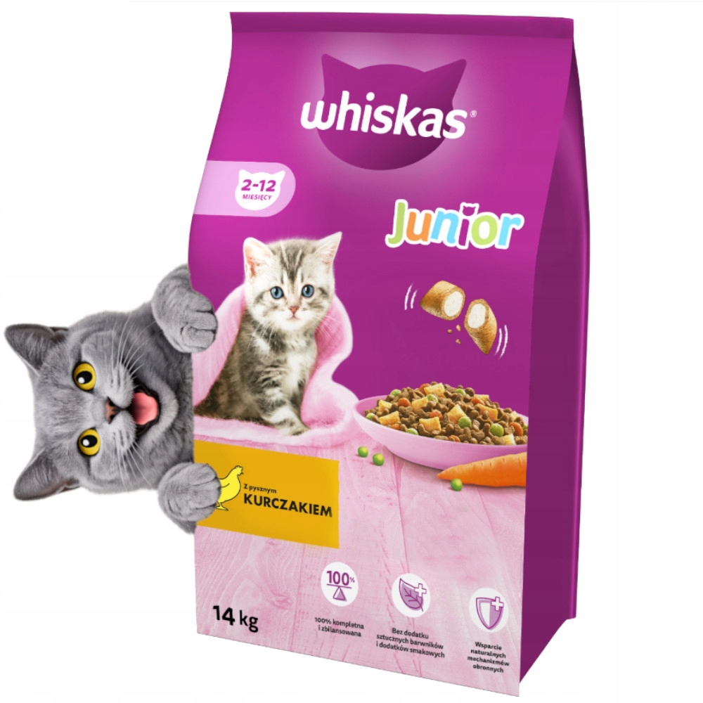 Levně Suché Krmivo pro koťata Whiskas Junior s kuřecím masem 14 kg