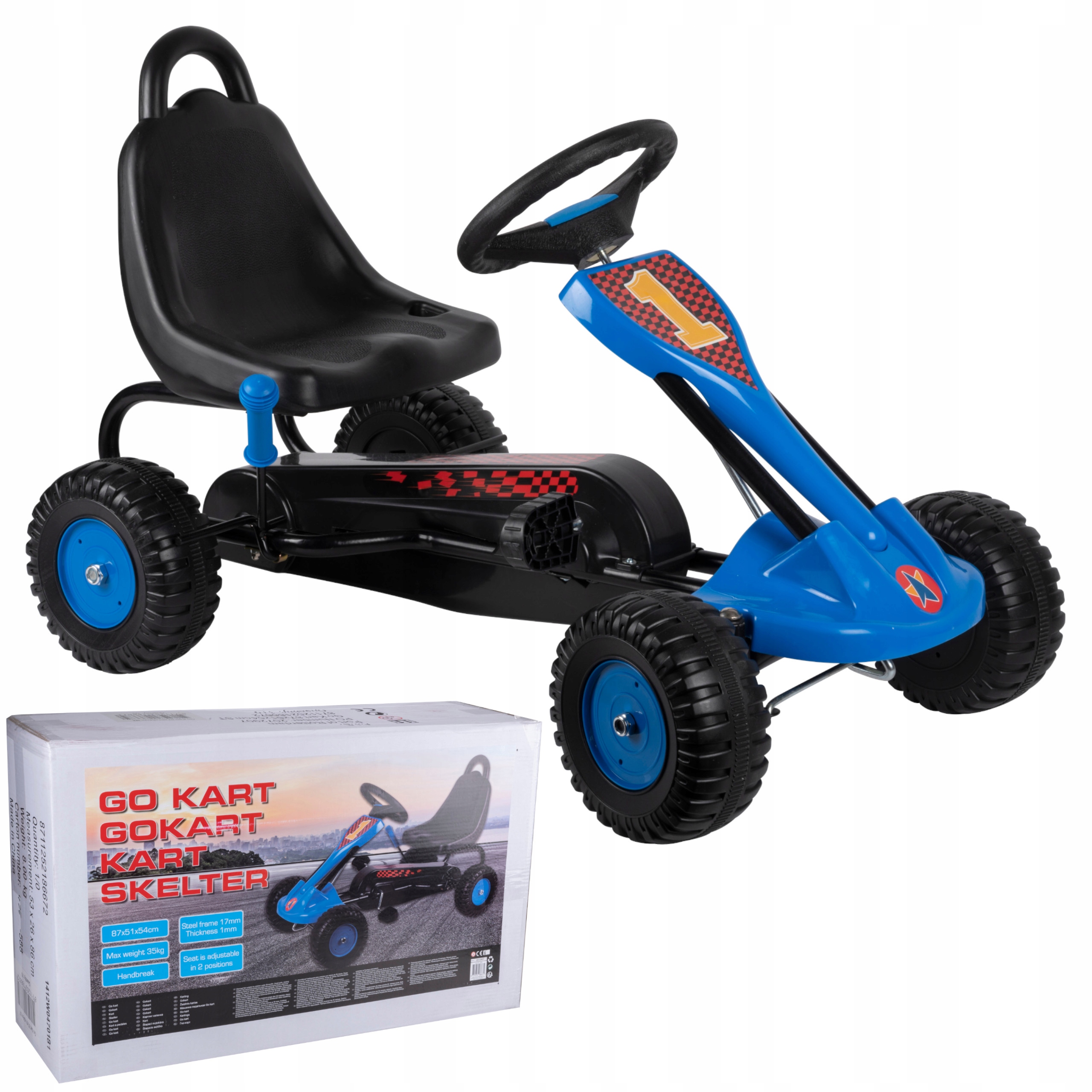 Gokart na pedały dla dzieci hamulec regulowany fotel 87x51x54cm 3-4 lata