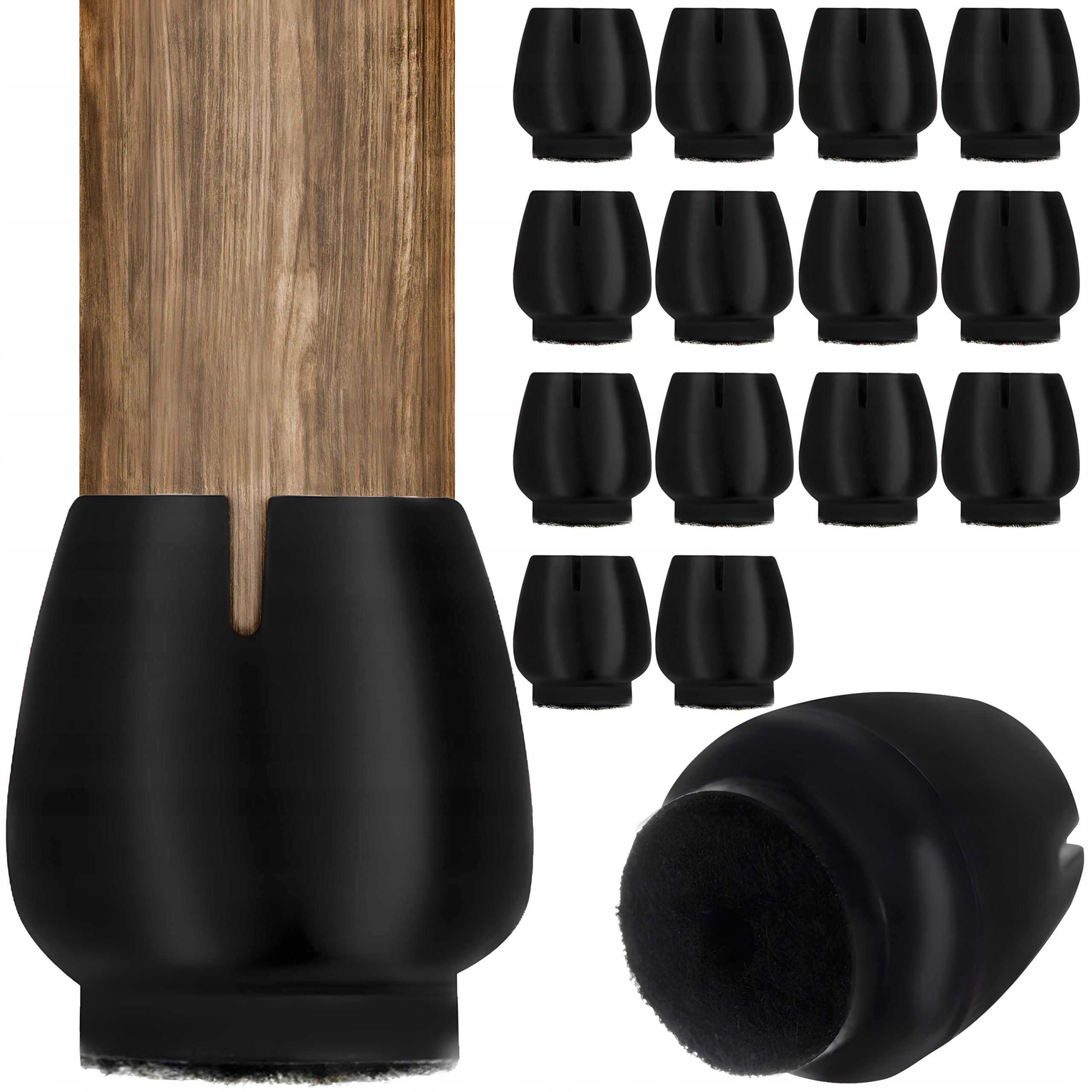 Silikonové Návleky plsti na nohy židle s filcem černé Křesla 16ks