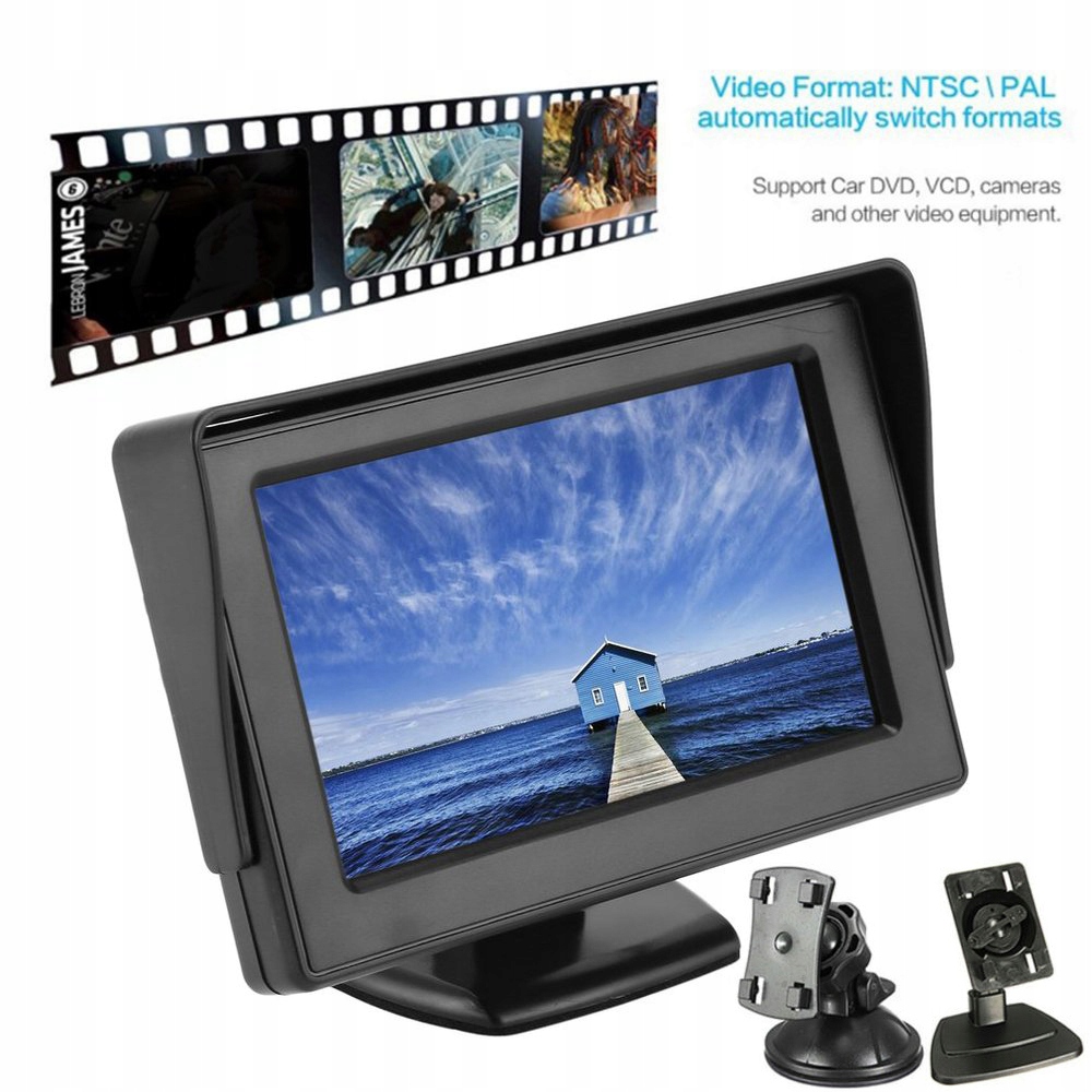 MONITOR SAMOCHODOWY 5" LCD synchronizuje obrazy z kamerą ułatwiając parkowanie Marka bez marki