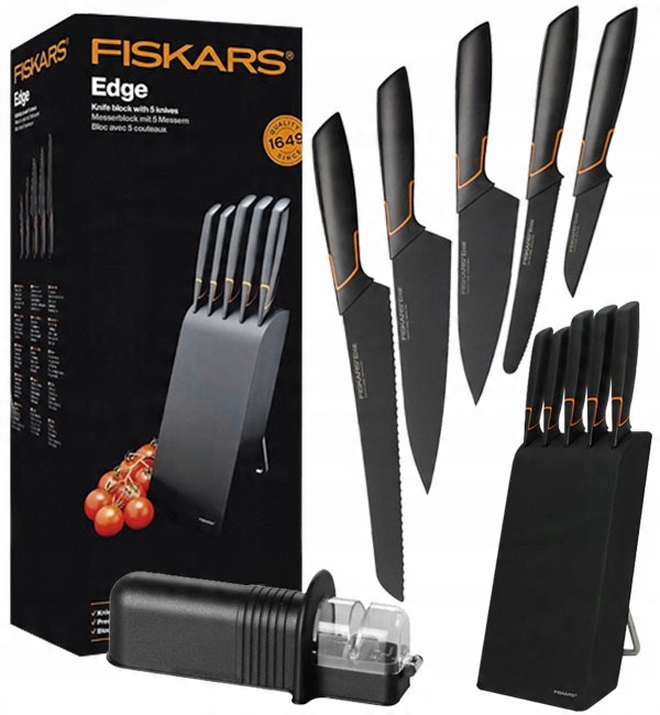 

Fiskars Edge Kpl 5 Noży W Bloku Ostrzałka Nn